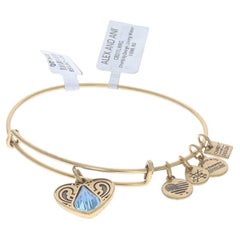 Used Alex and Ani Charity by Design Living Water Community Bracelet Gold Toned Adjust