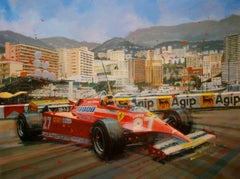 " Gilles Villeneuve Mónaco 1981 Ferrari 126CK" original acrylic painting