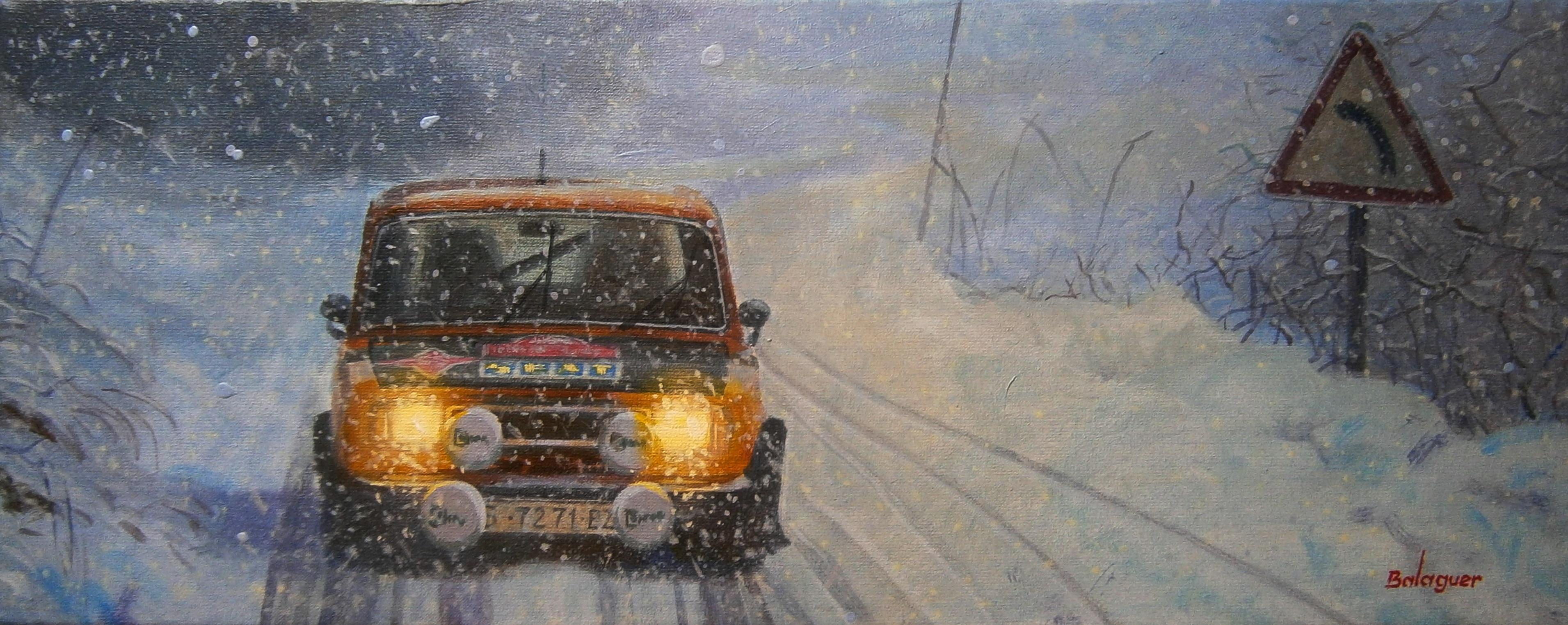 A. Zanini. Rally Montecarlo 1977. Seat 124 Special. original painting
