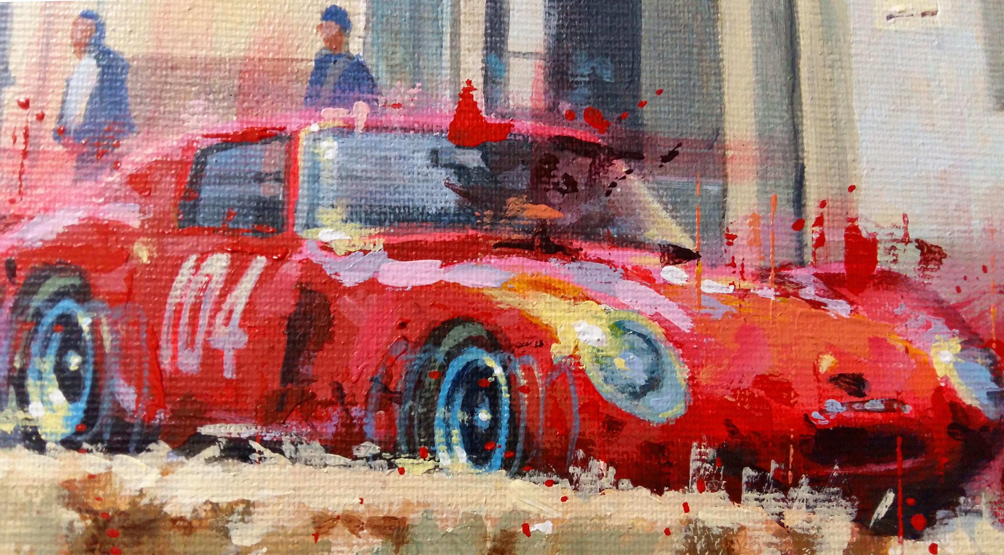 Balaguer 15 Carreras de Coches  340   Targa Florio  pintura acrílica original - Painting Contemporáneo de Alex BALAGUER