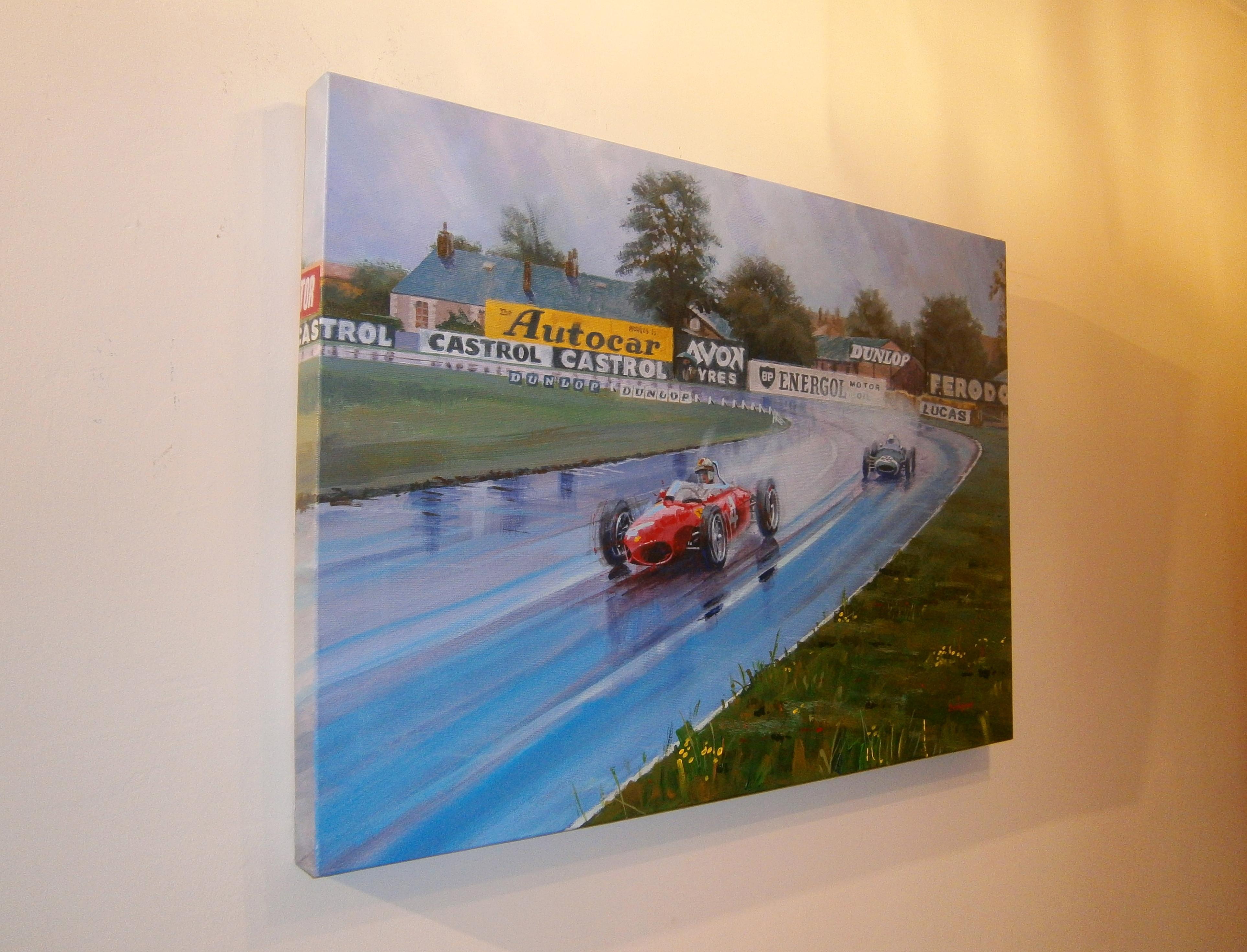 Balaguer  Car Races Wolfgang von Trips (Ferrari 156 F1) & Stirling Moss  - Painting by Alex BALAGUER