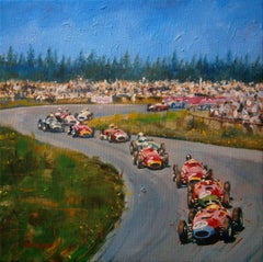 Balaguer    Car Races  1957.. original acrylic painting