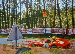 Balaguer 9 Car Races   Le Mans 1960 Ferrari 250 TR59   orig. acrylic painting
