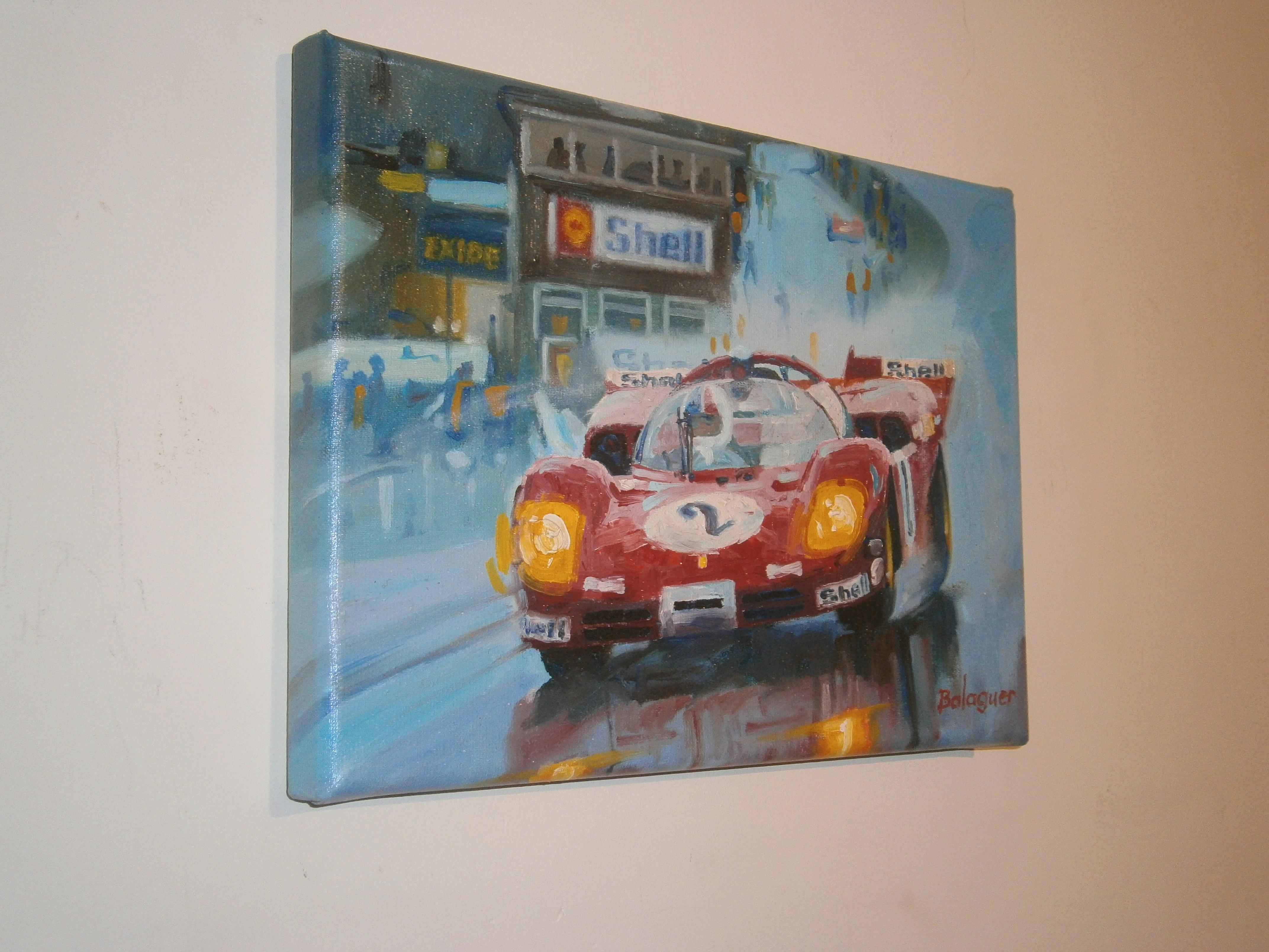 Balaguer    Car Races   Ferrari 512S. original acrylic painting - Painting by Alex BALAGUER