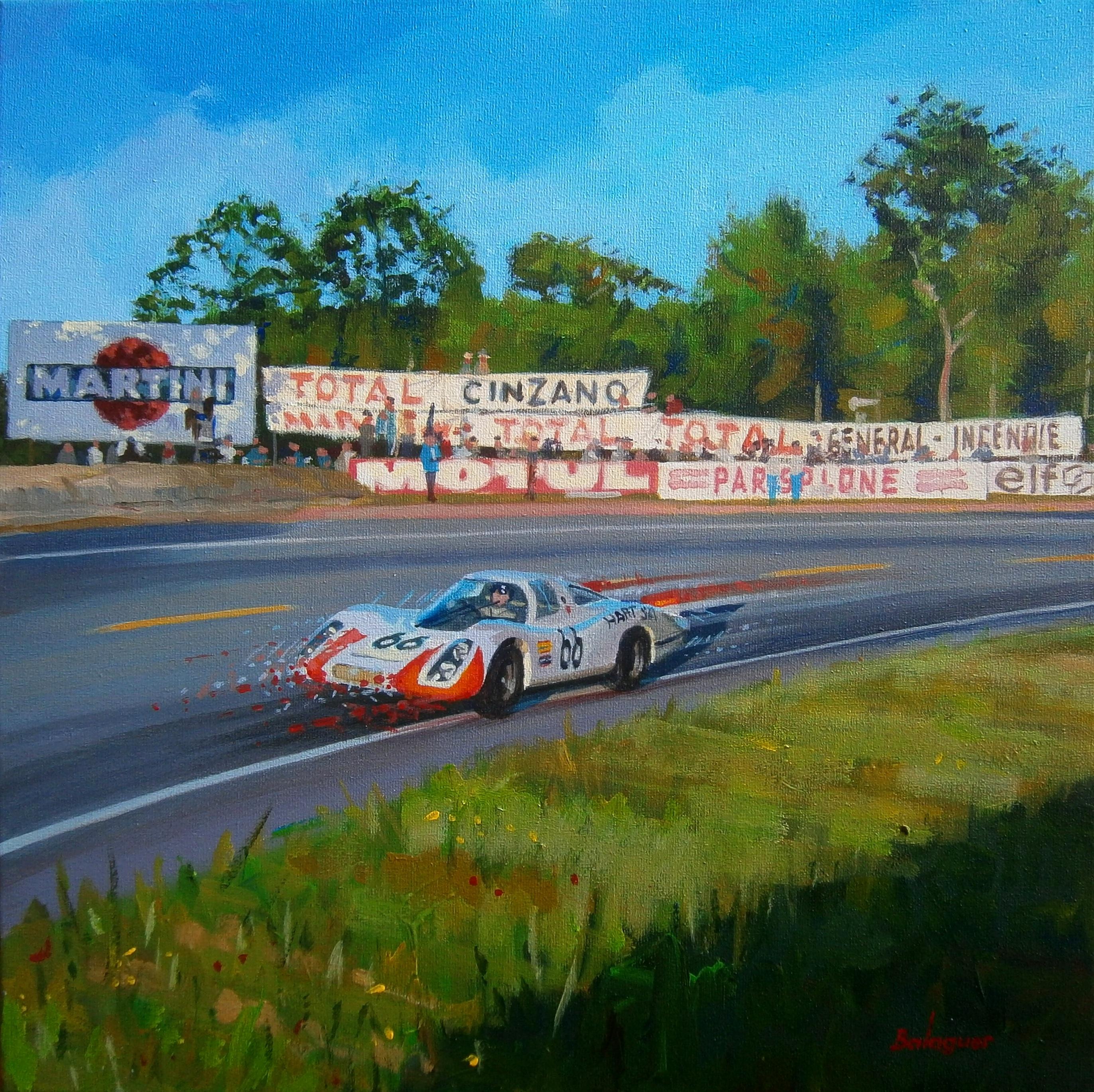 Alex BALAGUER Figurative Painting - Balaguer  Car Races    Le Mans 1968 · Porsche 907LH