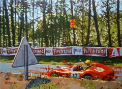 Balaguer 8 Car Races   Le Mans 1960 Ferrari 250 TR59   orig. acrylic painting
