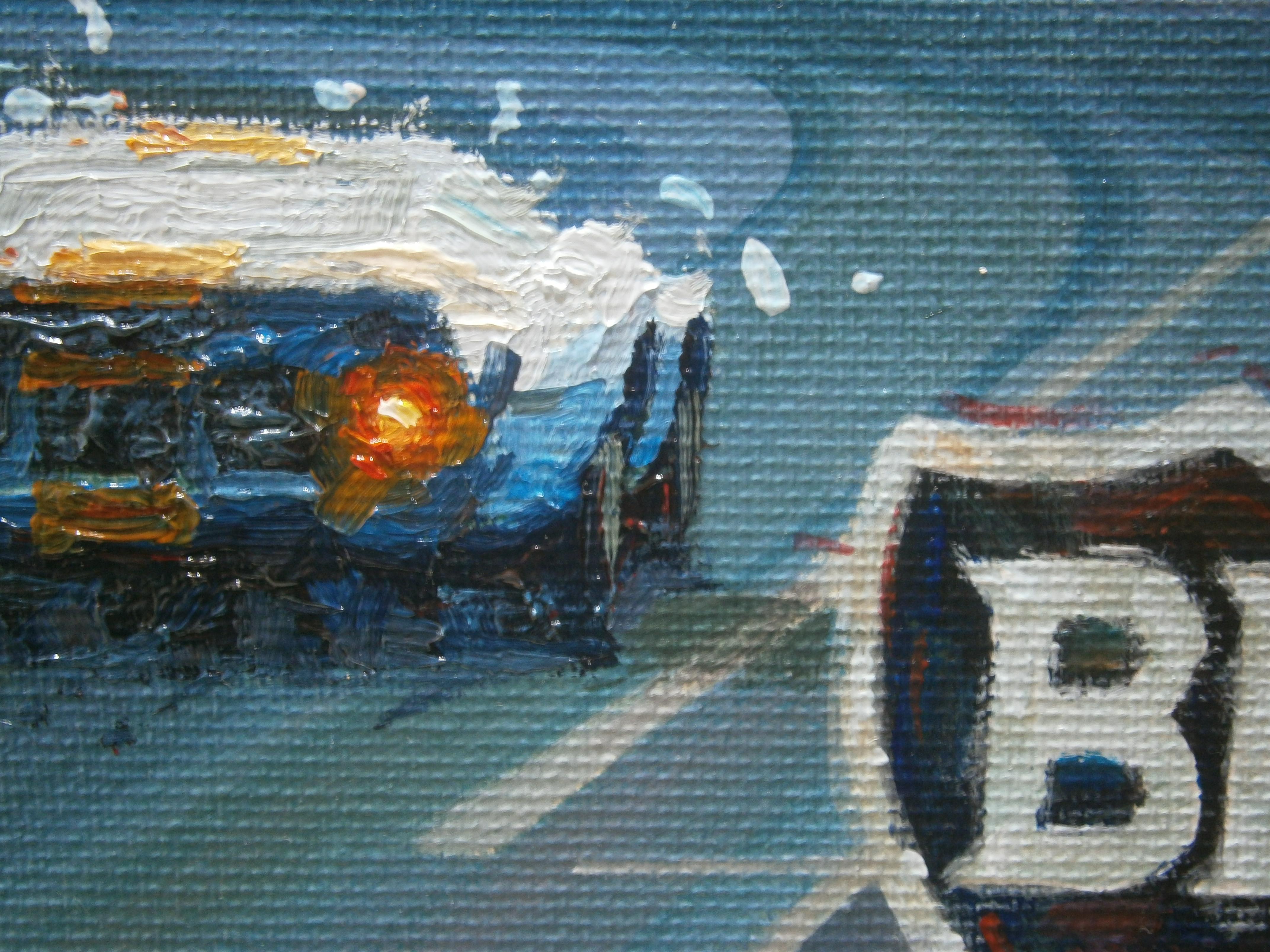 Balaguer Car Races Jacky Ickx Le Mans 1969 Ford GT40 original painting - Expressionist Painting by Alex BALAGUER
