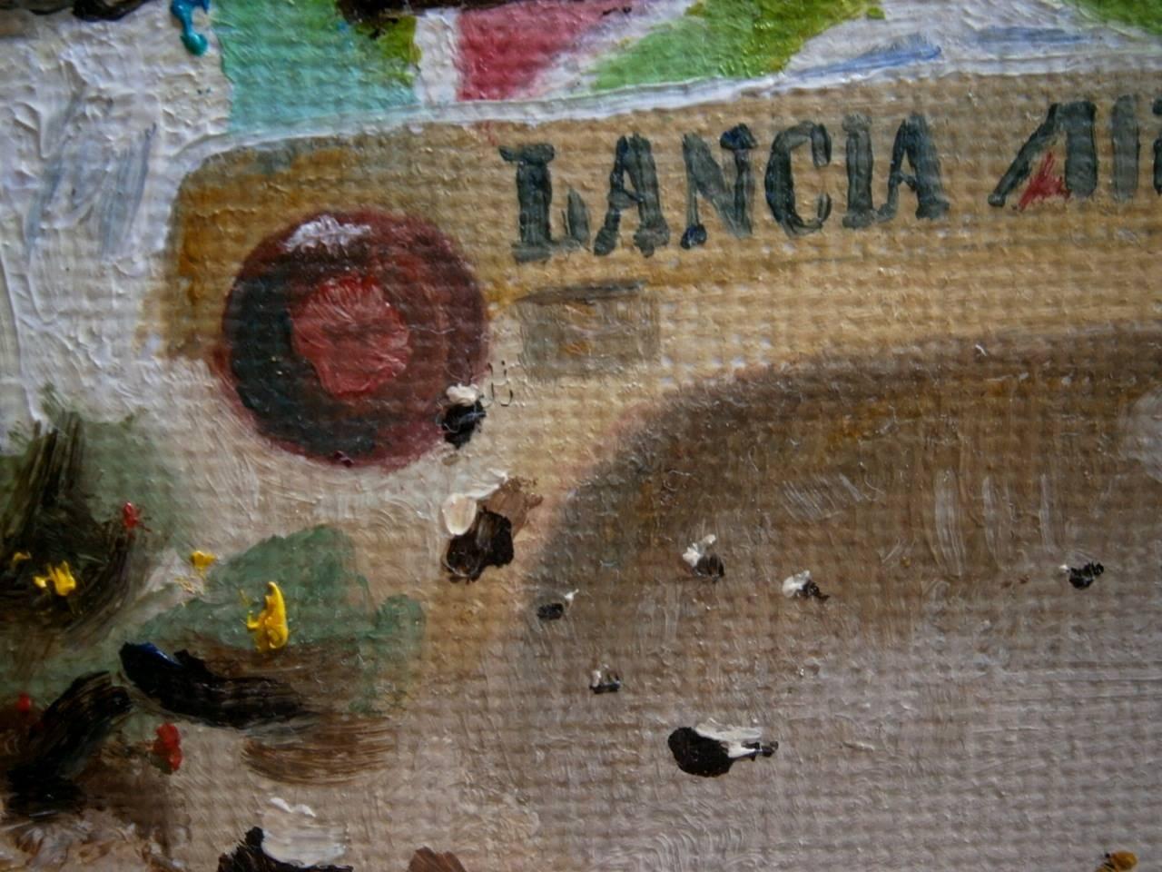 Balaguer  25  Rallye-Wagen  Lancia Strato  Originales Acrylgemälde von HF, 1976 (Braun), Figurative Painting, von Alex BALAGUER