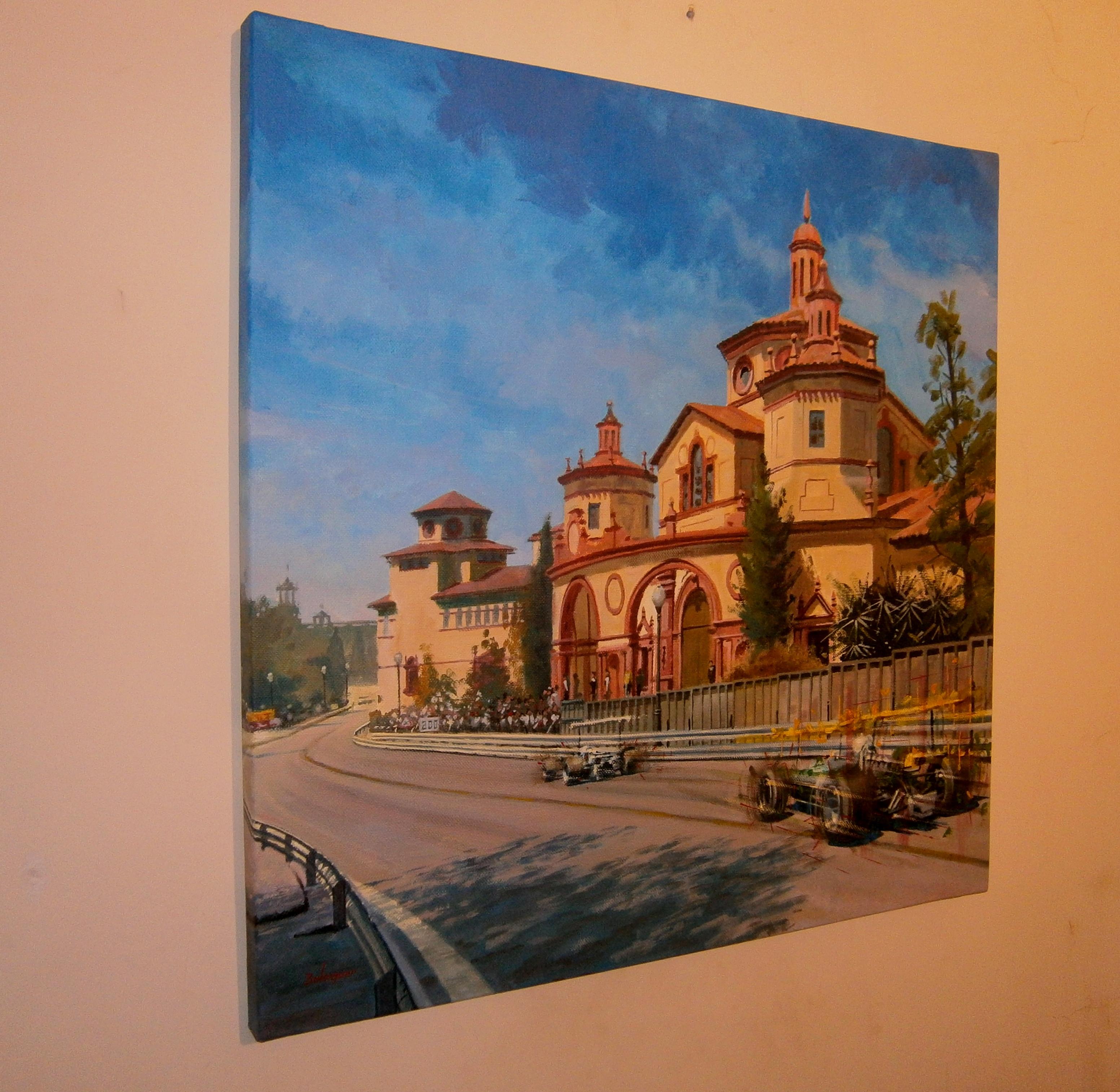 Balaguer 291 Carreras de Coches  Brabham BT24. Brabham BT26A. Montjuic 1969 - Painting Contemporáneo de Alex BALAGUER