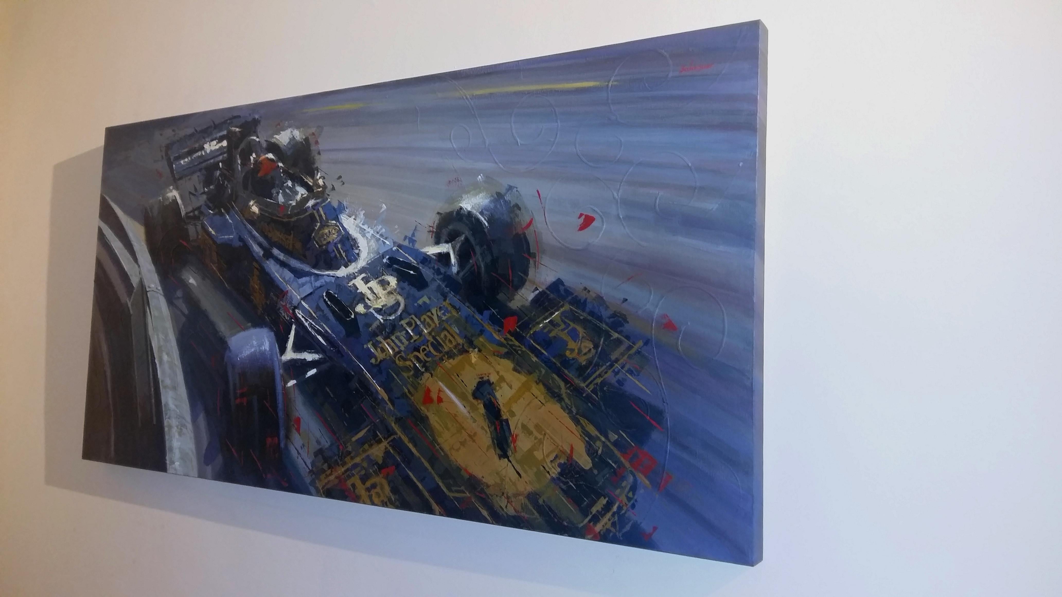 Balaguer  Gare automobilistiche  Emerson Fitipaldi. Lotus 72E Ford. dipinto originale - Painting di Alex BALAGUER
