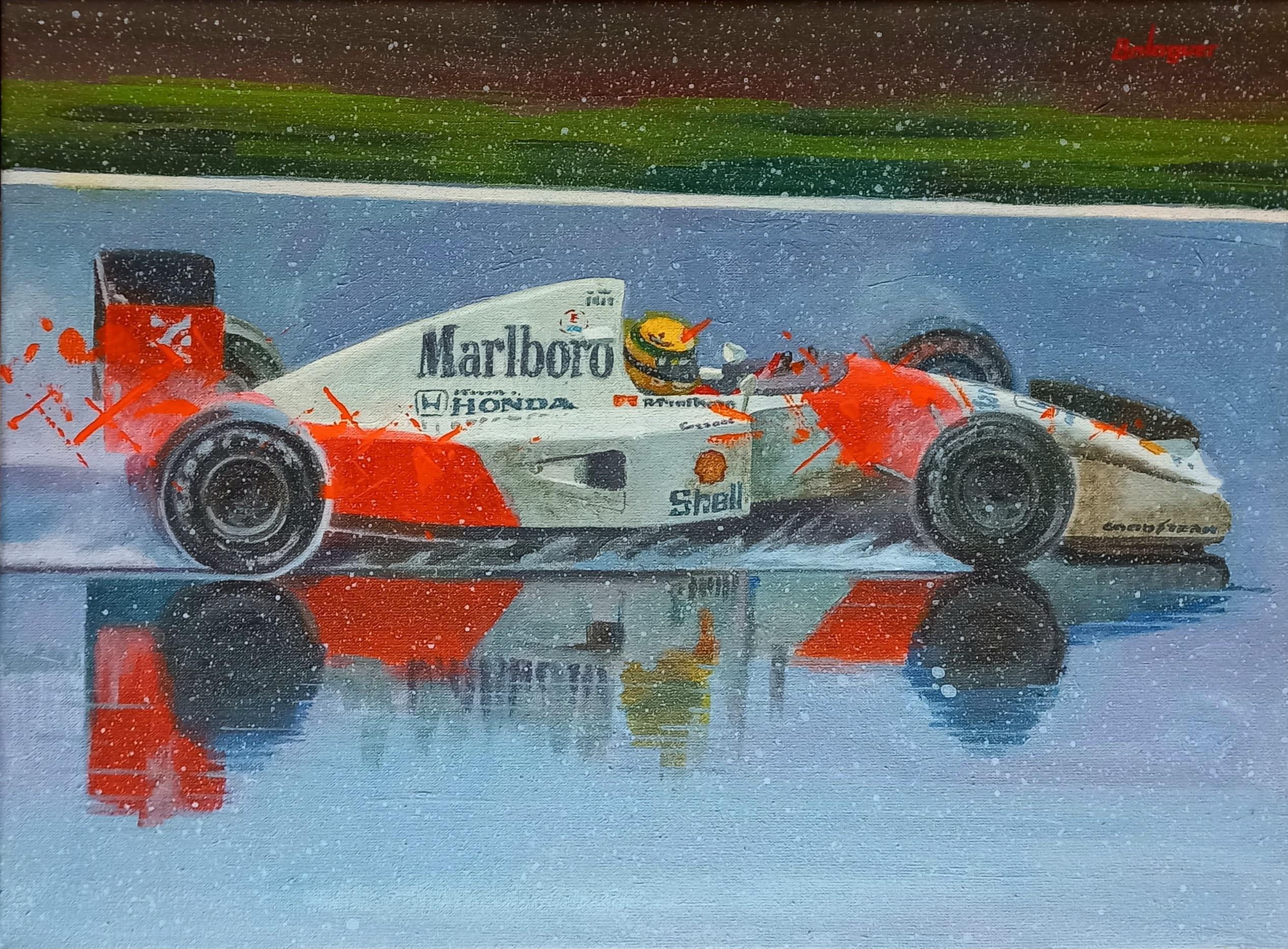 Balaguer 387 Pintura acrílica original de Ayrton Senna en su McLaren MP4/7A