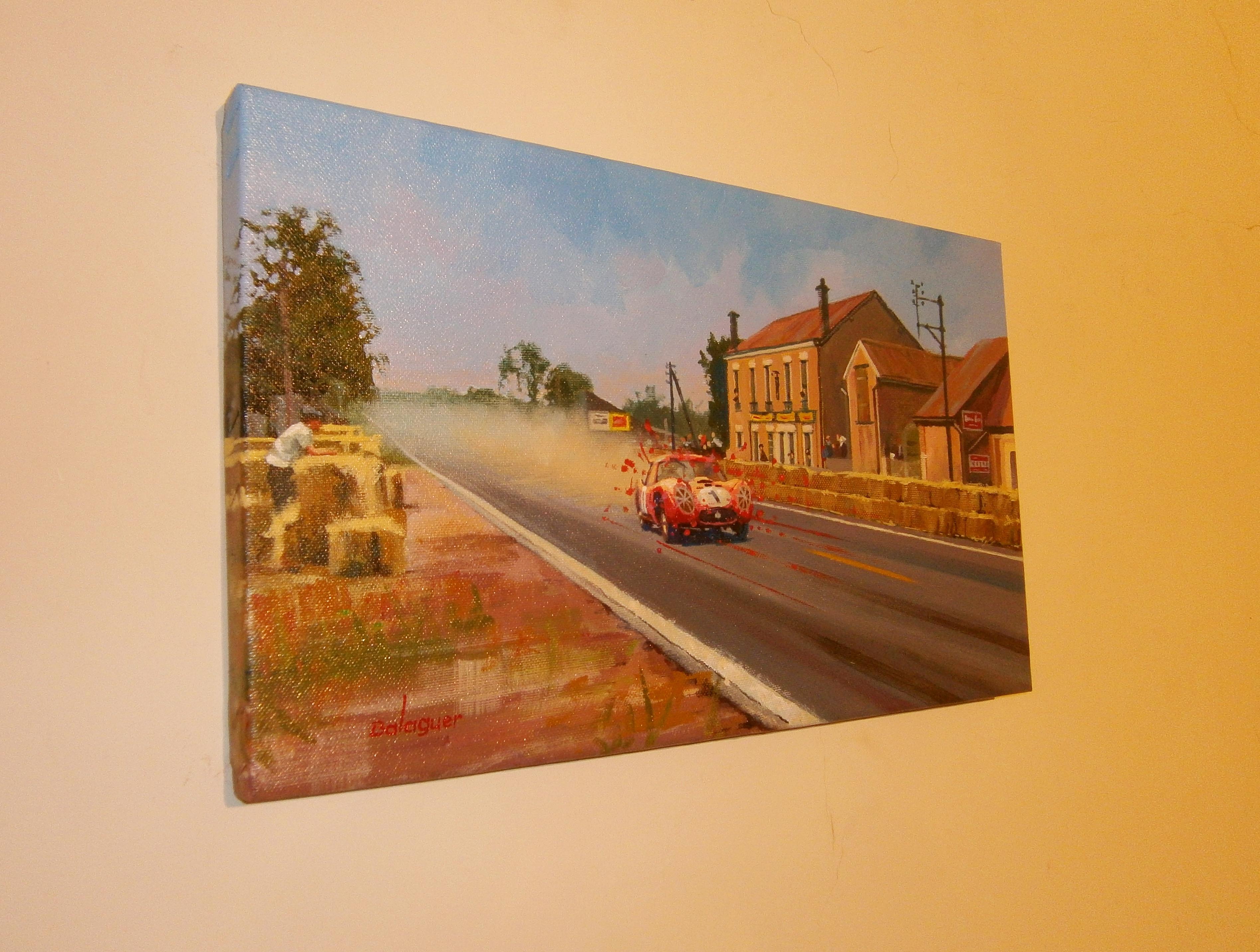 Balaguer    Car Races   Le Mans 1957 Maseratti orig. acrylic painting - Painting by Alex BALAGUER