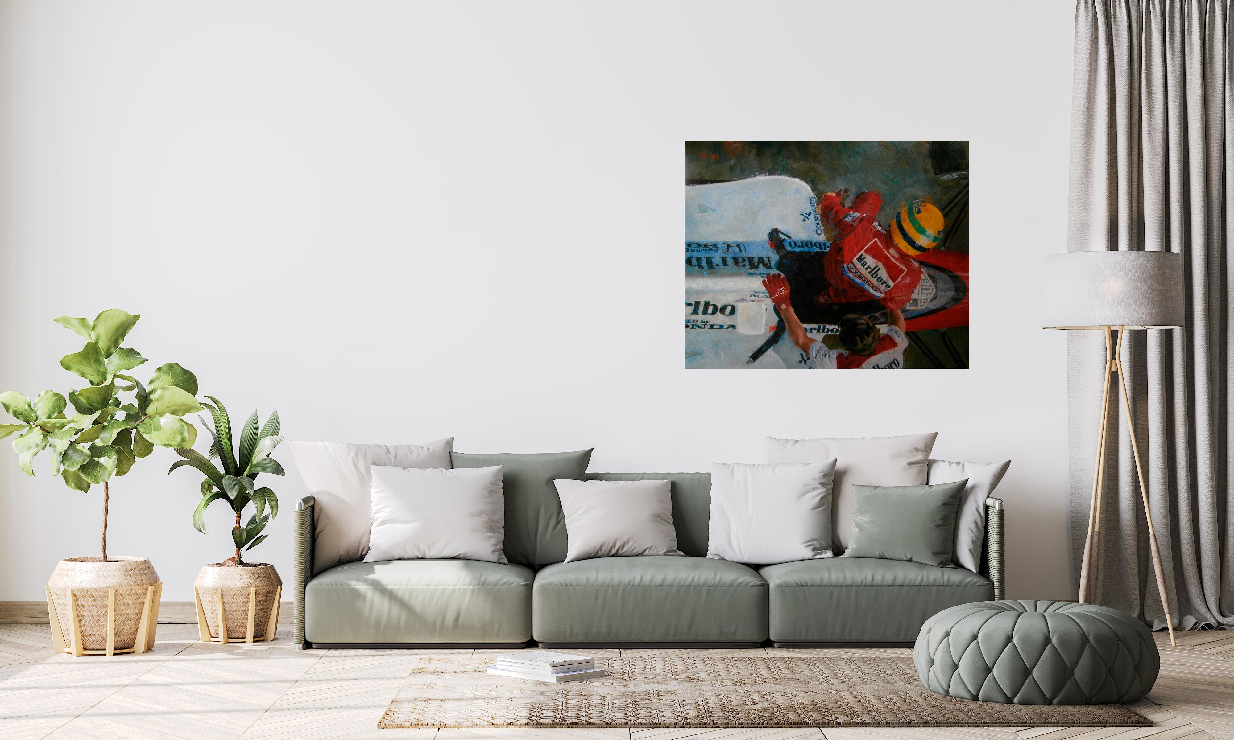 Balaguer 15 gare di auto Senna 1989. Pittura acrilica figurativa originale di un'auto 1