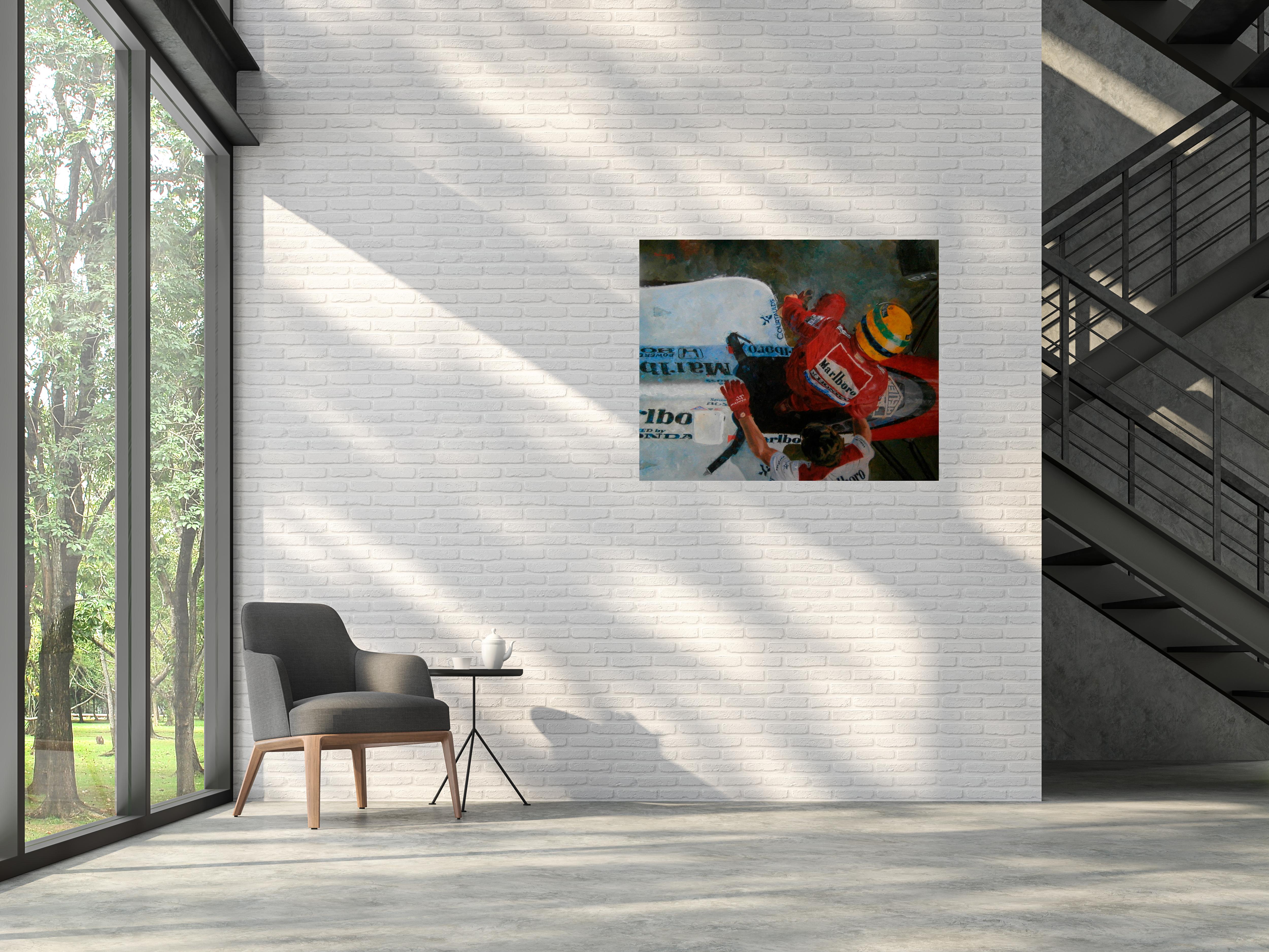 Balaguer 15 gare di auto Senna 1989. Pittura acrilica figurativa originale di un'auto 2
