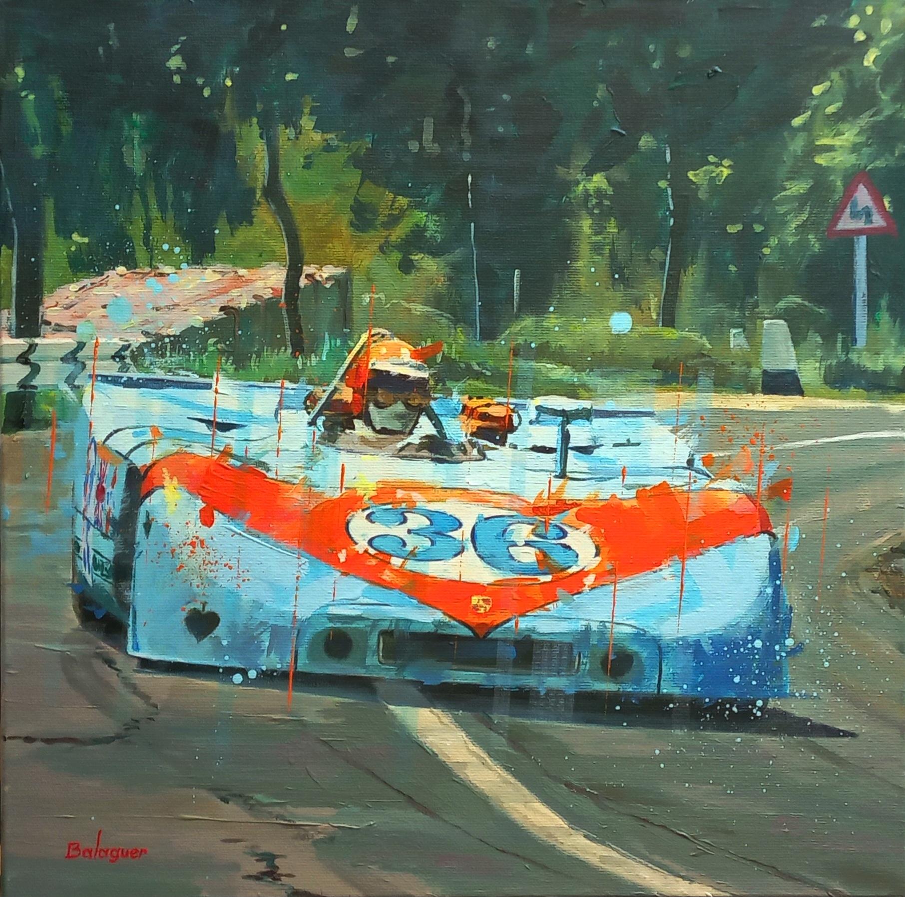 BALAGUER 9Targa Florio. 1970 Car Races Porsche 908 original acrylic painting