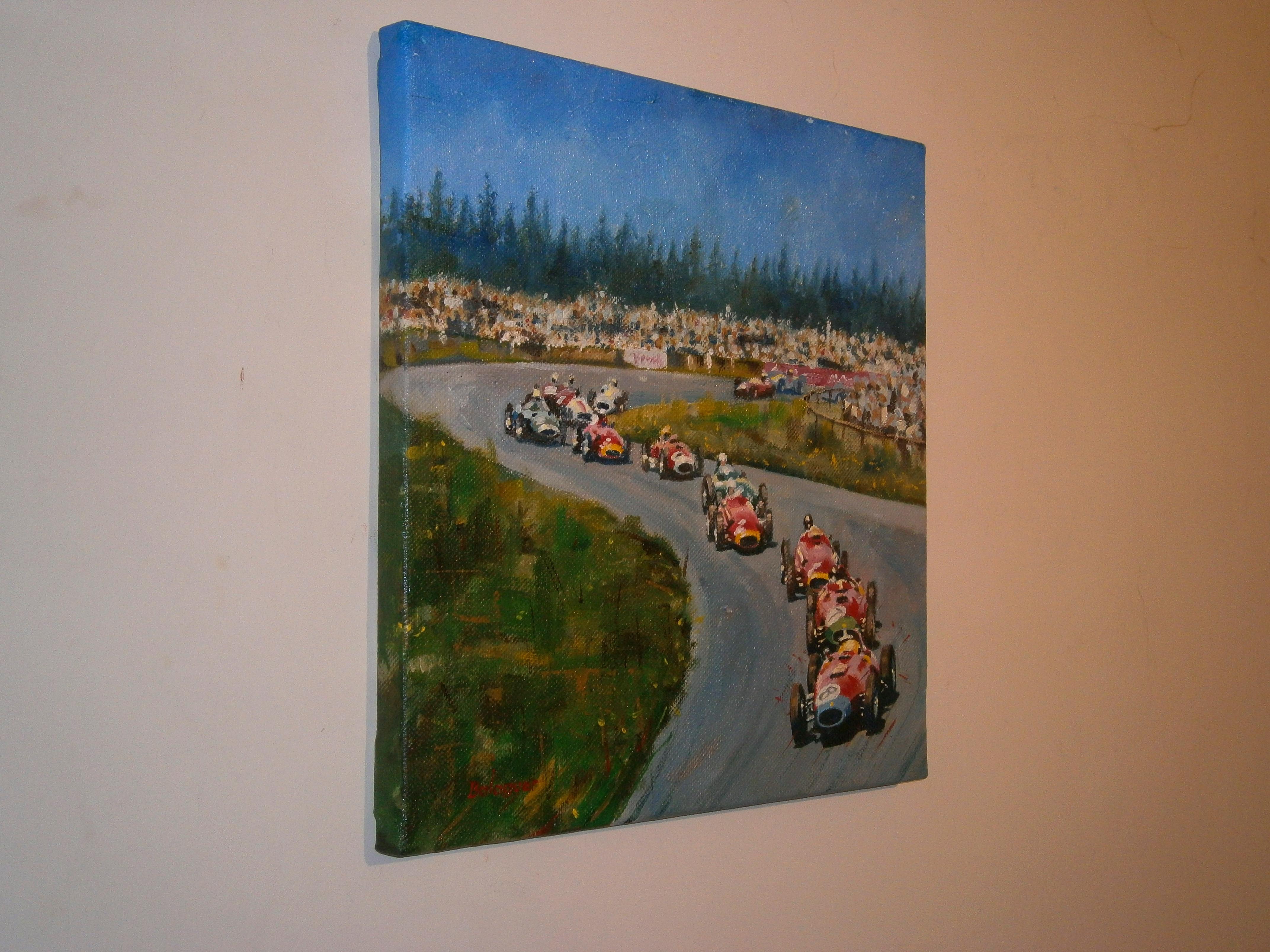 Balaguer    Carreras de coches  1957.. pintura acrílica original - Painting de Alex BALAGUER