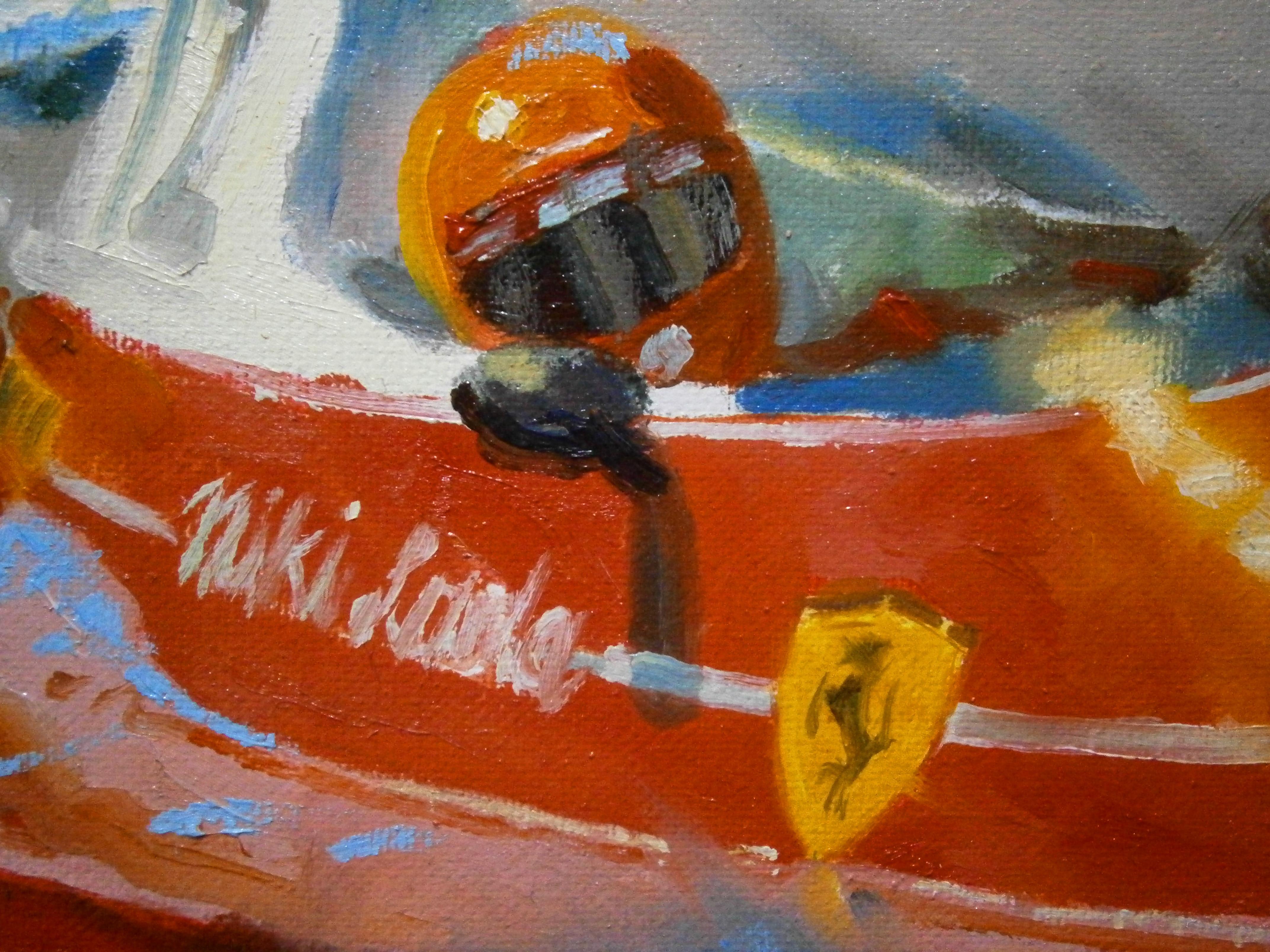 Balaguer  Carreras de coches 201 Niki Lauda. Ferrari 312Tpintura original - Figurative Painting Negro de Alex BALAGUER