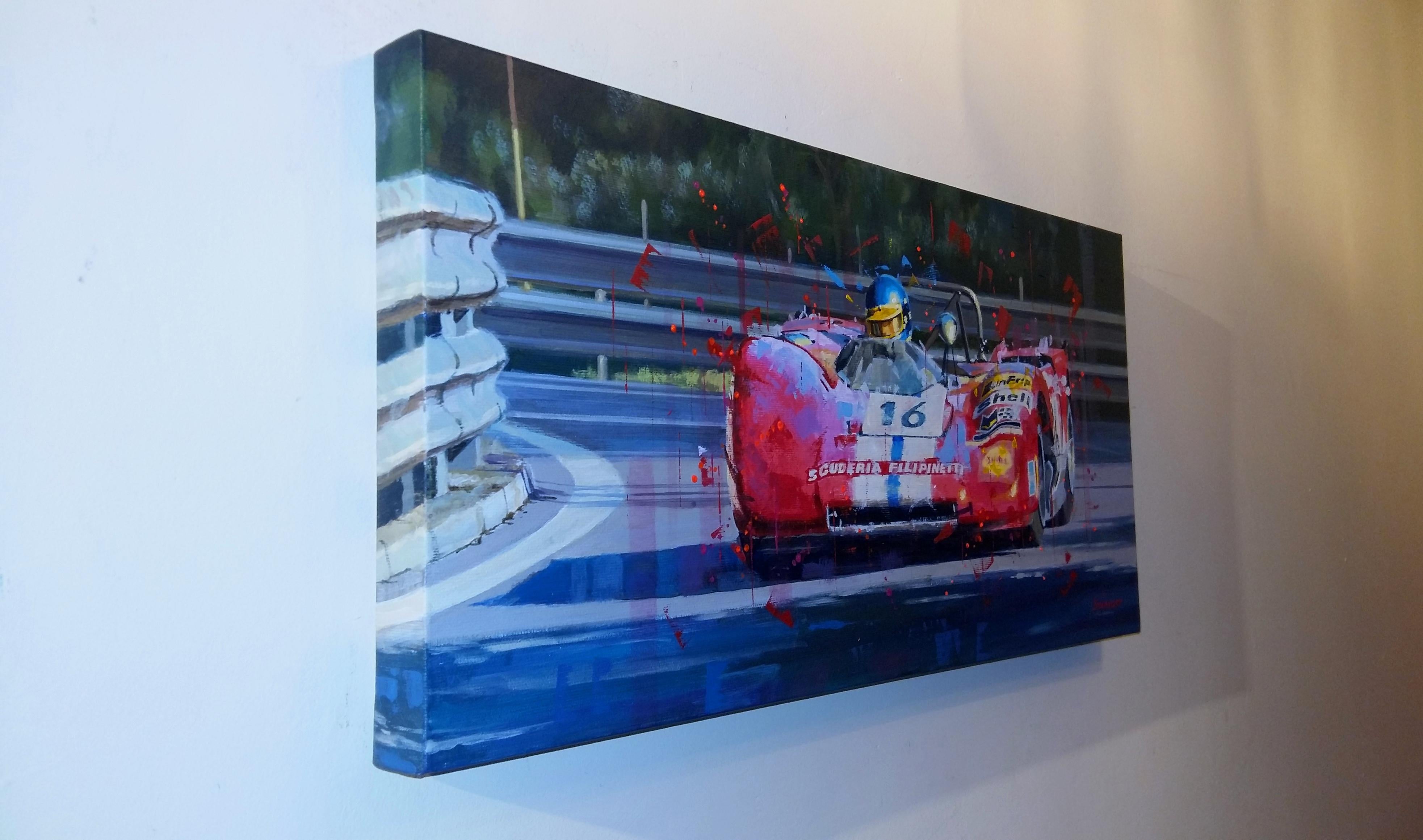 Balaguer  Autorennen 341. Ronnie Peterson. Lola T212. Originales Acrylgemälde – Painting von Alex BALAGUER