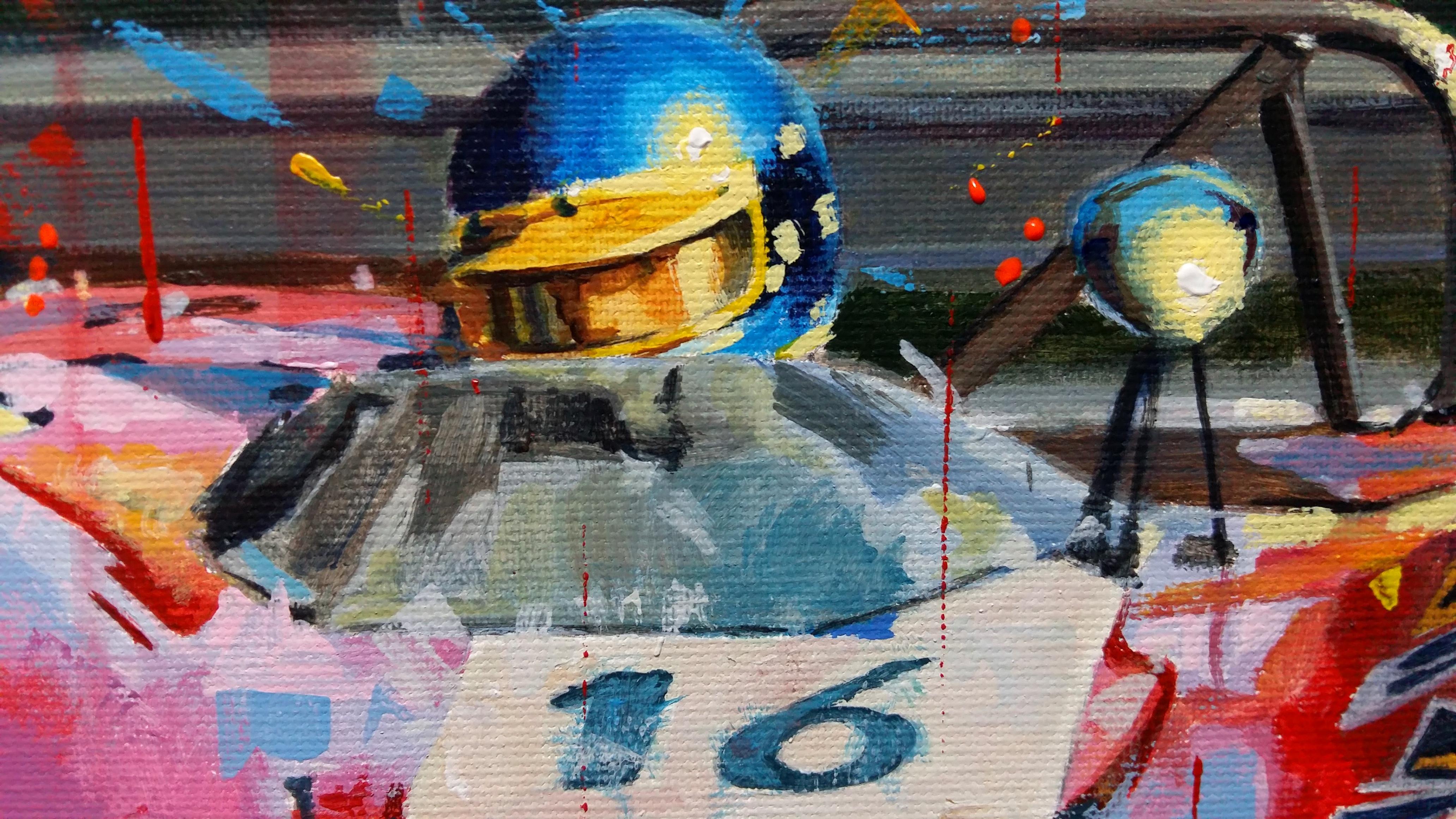 Balaguer  Car Races 341. Ronnie Peterson. Lola T212. original acrylic painting - Contemporary Painting by Alex BALAGUER