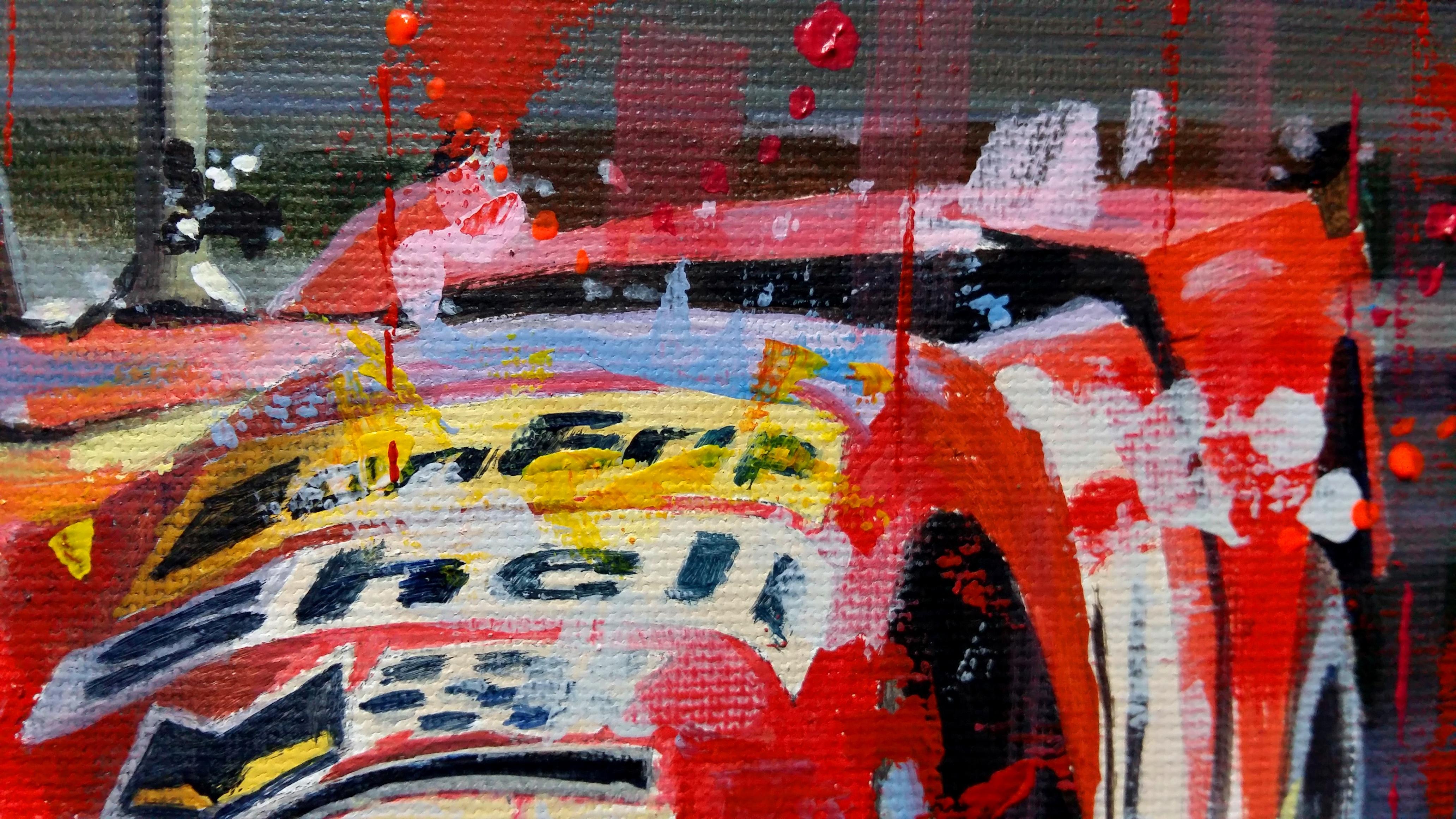 Balaguer  Autorennen 341. Ronnie Peterson. Lola T212. Originales Acrylgemälde (Schwarz), Figurative Painting, von Alex BALAGUER