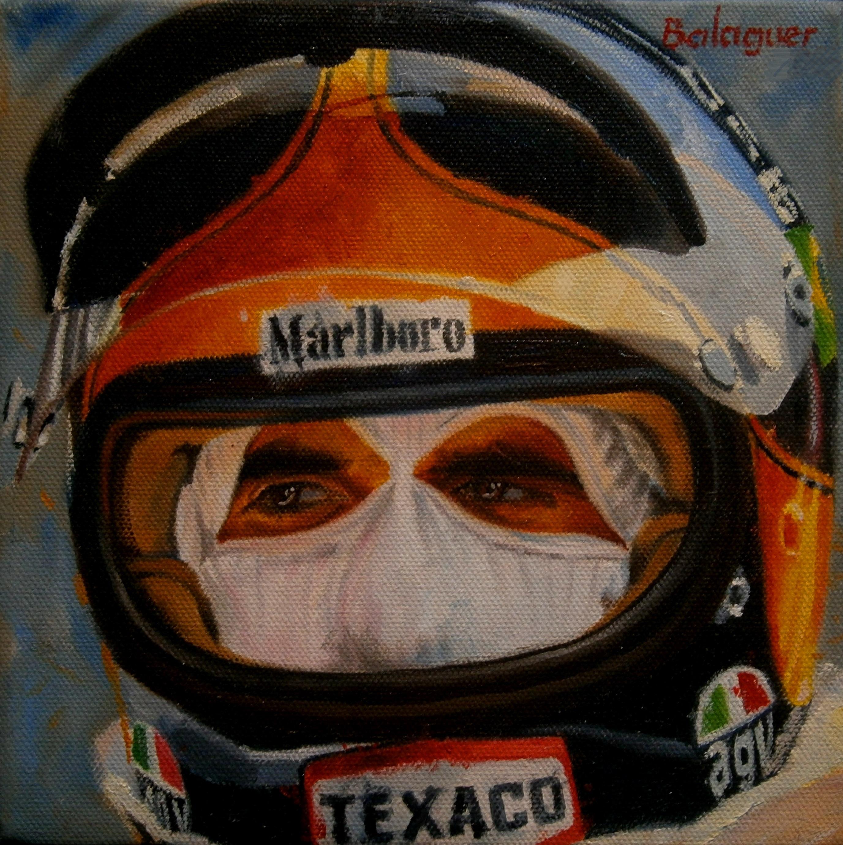 Alex BALAGUER Figurative Painting - Balaguer  Car Races   Emerson Fittipaldi    orig. acrylic
