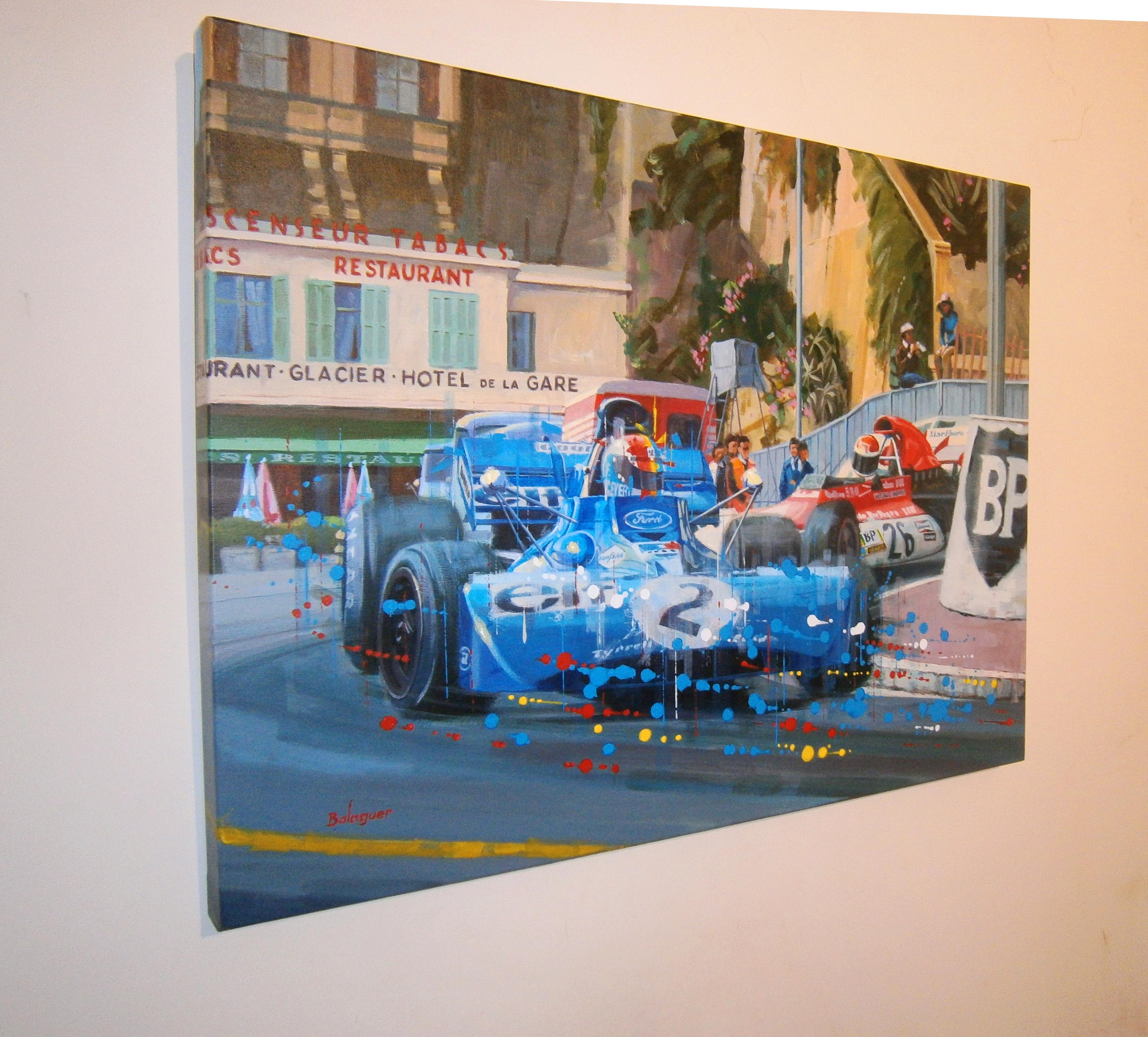 Balaguer  Car Races Francois Cevert y Helmut Marko. 1972. Originalgemälde – Painting von Alex BALAGUER