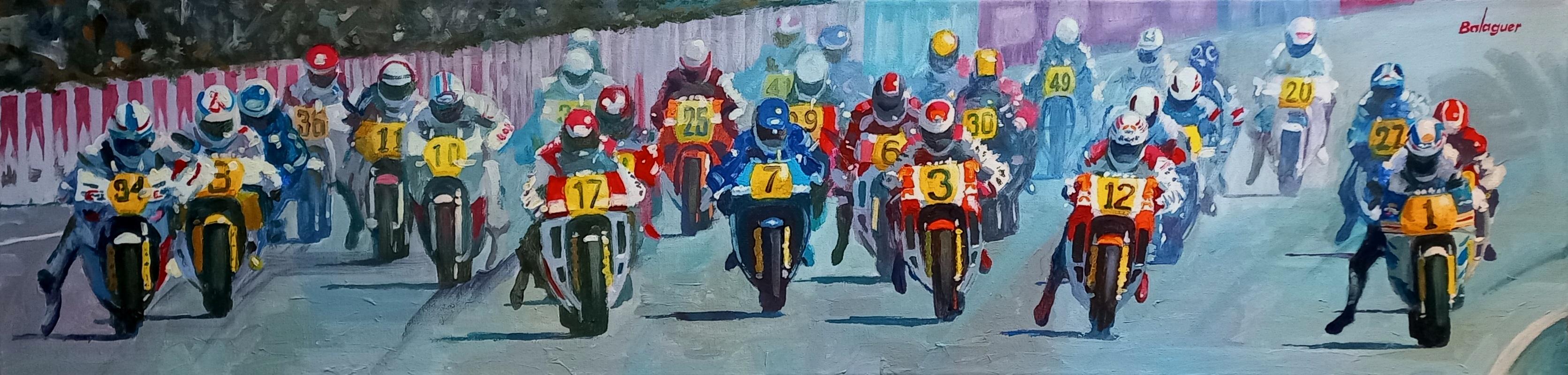 Balaguer 7 Gare automobilistiche Imola 1988   . pittura acrilica originale - Painting di Alex BALAGUER