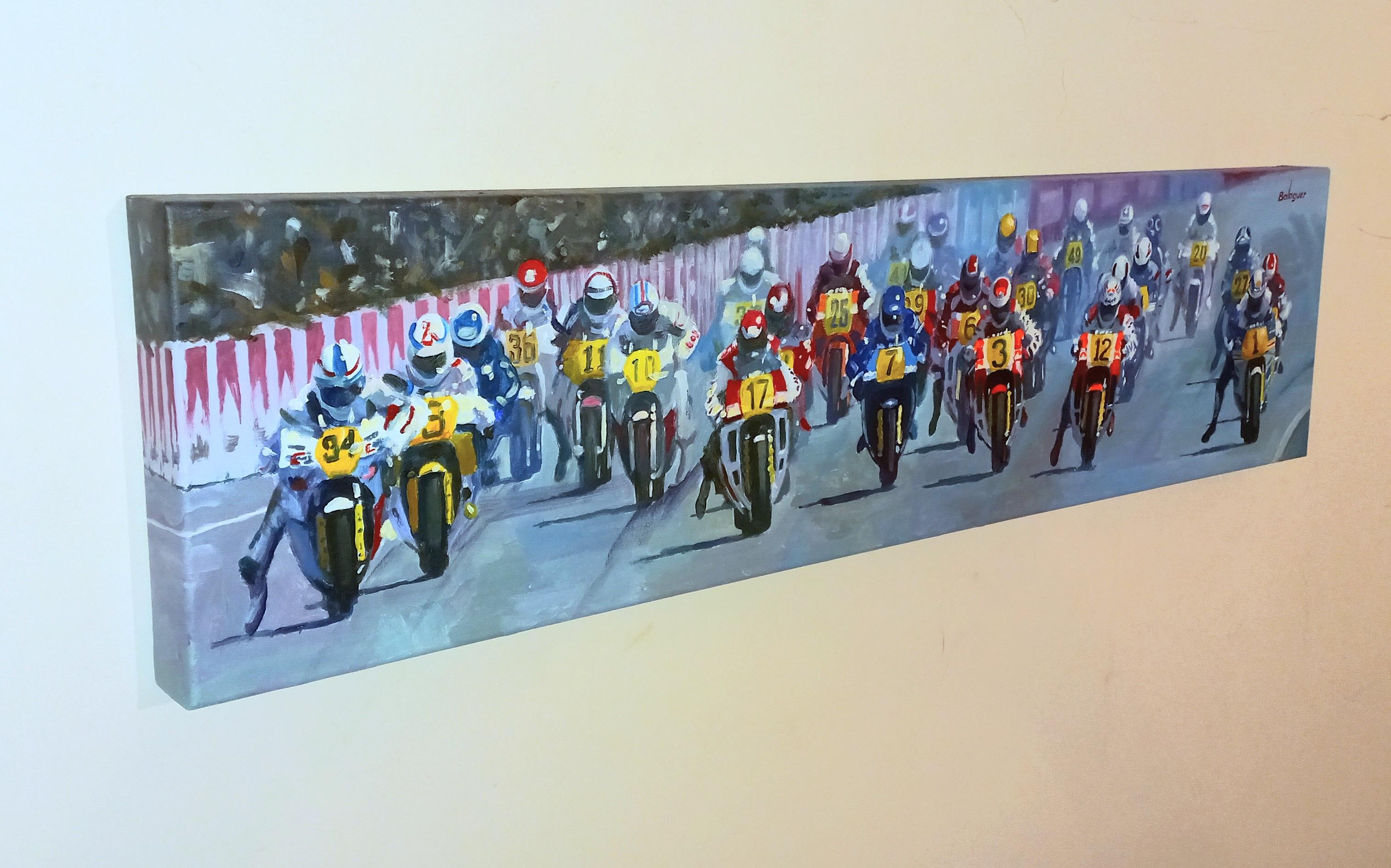 Balaguer 7 Gare automobilistiche Imola 1988   . pittura acrilica originale - Painting Contemporaneo di Alex BALAGUER