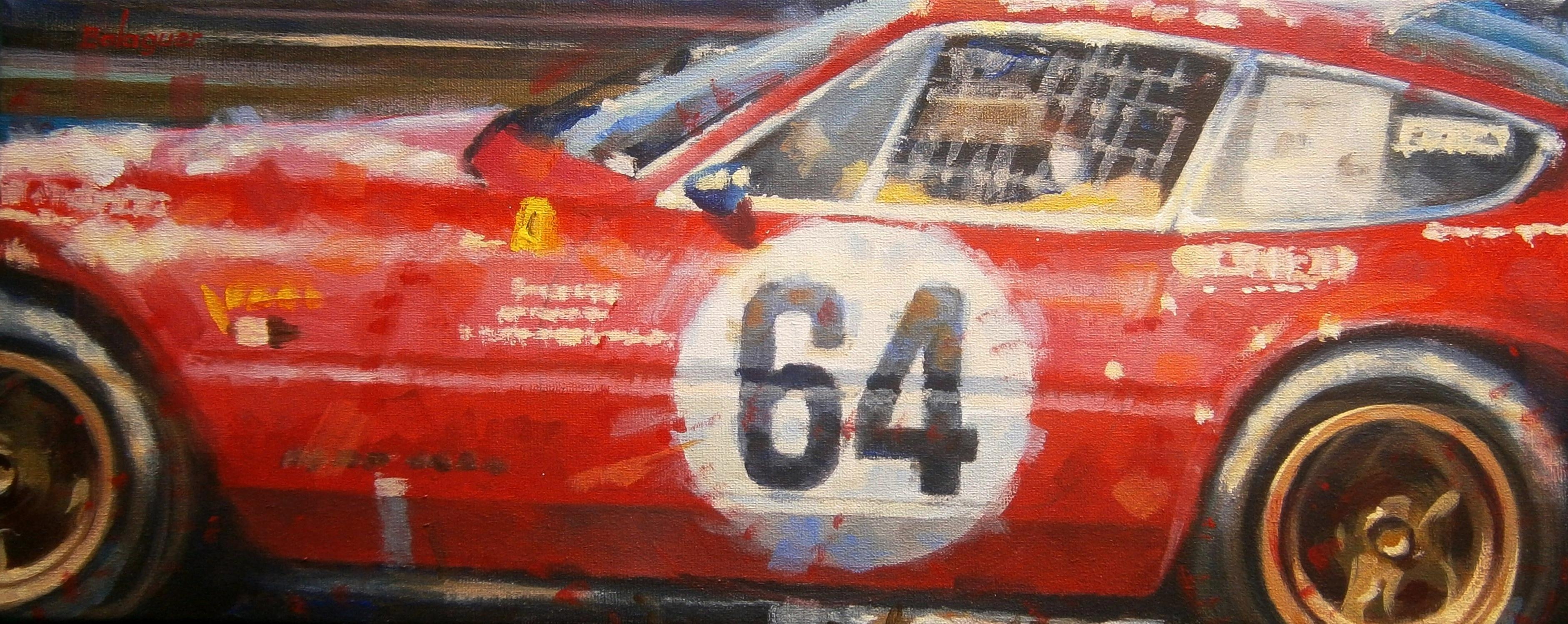 Figurative Painting de Alex BALAGUER - Balaguer  Carreras de coches  Le Mans 1958 - Ferrari 250 TR/58 pintura original