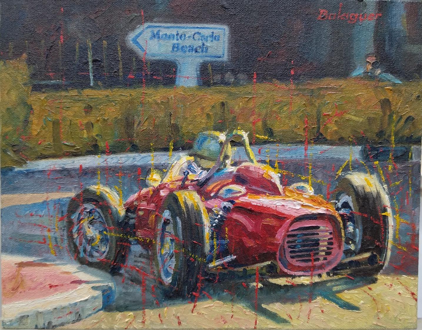 Balaguer  Car Races,  Monaco 1961,   original acrylic painting