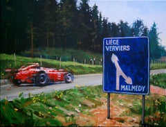 Vintage Balaguer Car Races Peter Collins. 1956. Ferrari-Lancia D50. original painting