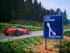 Balaguer Car Races Peter Collins. 1956. Ferrari-Lancia D50. original painting