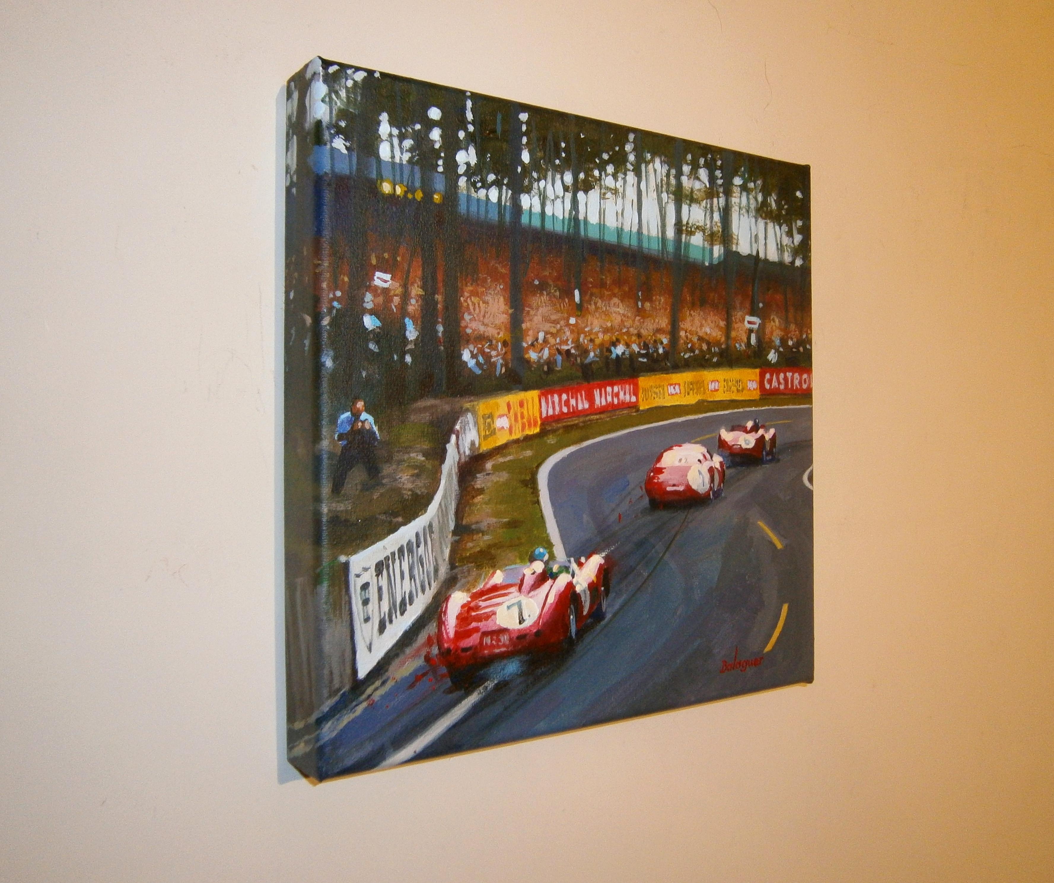 Balaguer   Courses de voitures  Rouges   Collins-Hill, Moss-Shell & Hawthorn-Musso - Painting de Alex BALAGUER