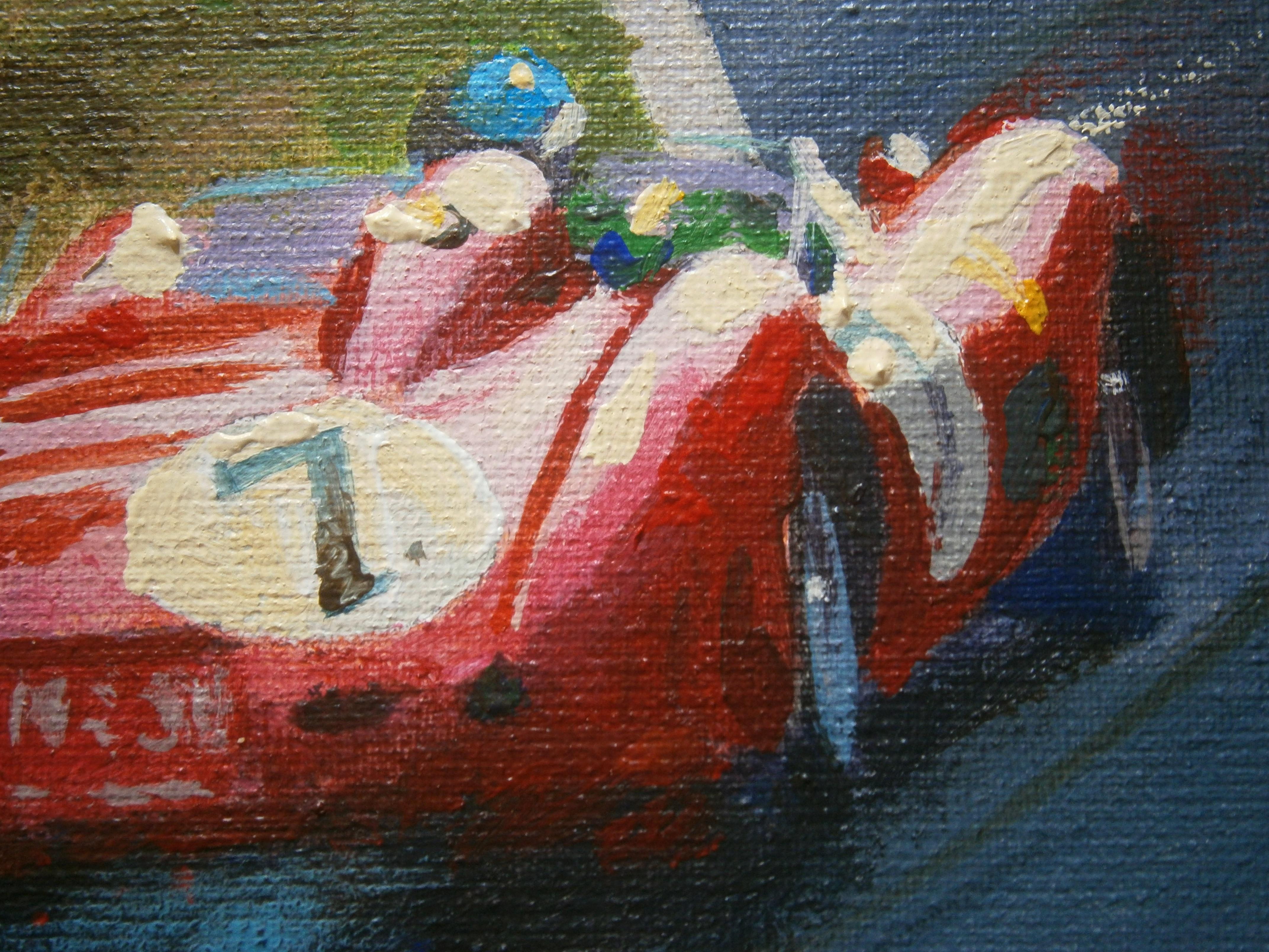 Balaguer   Courses de voitures  Rouges   Collins-Hill, Moss-Shell & Hawthorn-Musso - Gris Figurative Painting par Alex BALAGUER