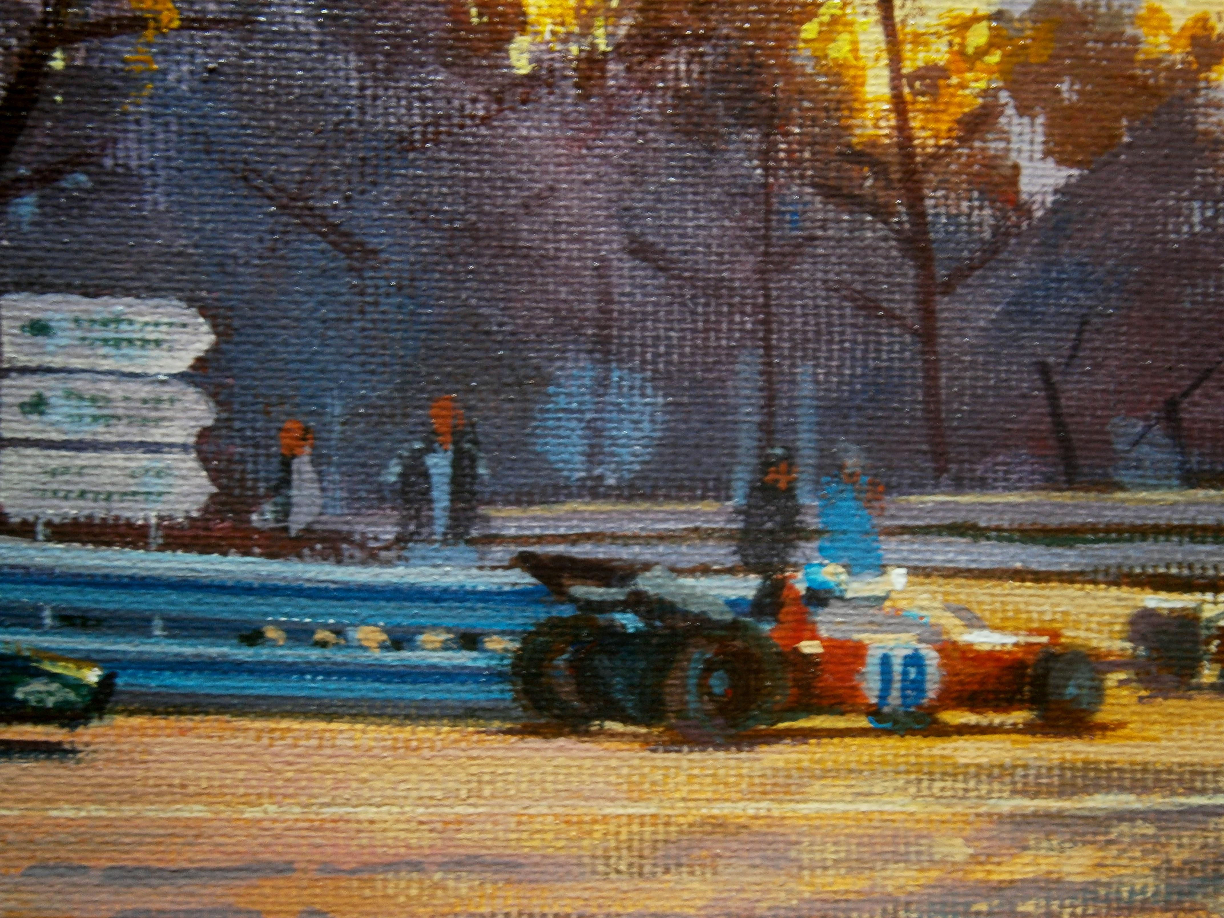 Balaguer Autorennen Ronnie Peterson & Graham Hill 1971. Originalgemälde (Schwarz), Figurative Painting, von Alex BALAGUER