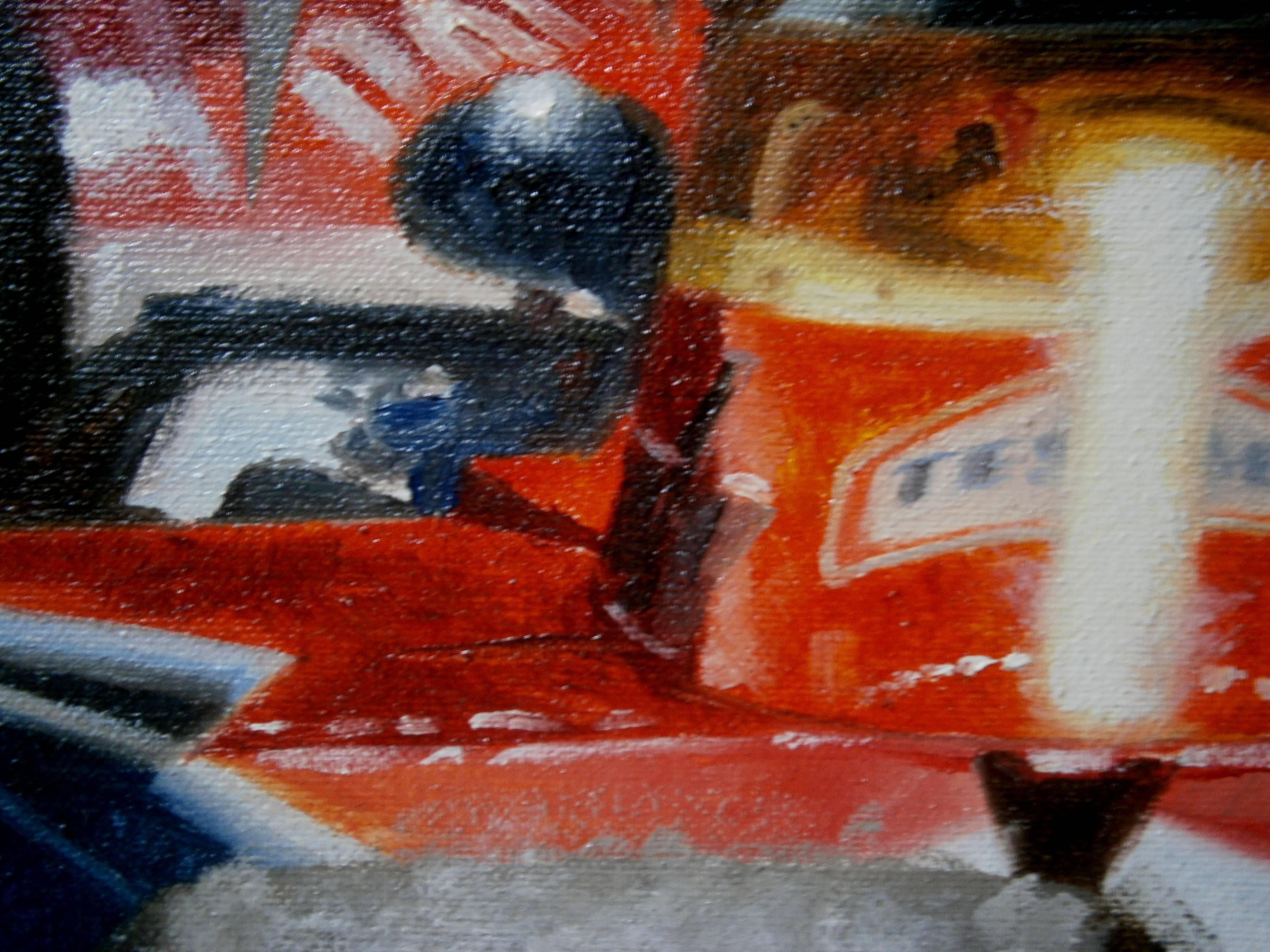 Balaguer   Auto-Rennen  Vertikales Original-Acrylgemälde (Schwarz), Figurative Painting, von Alex BALAGUER