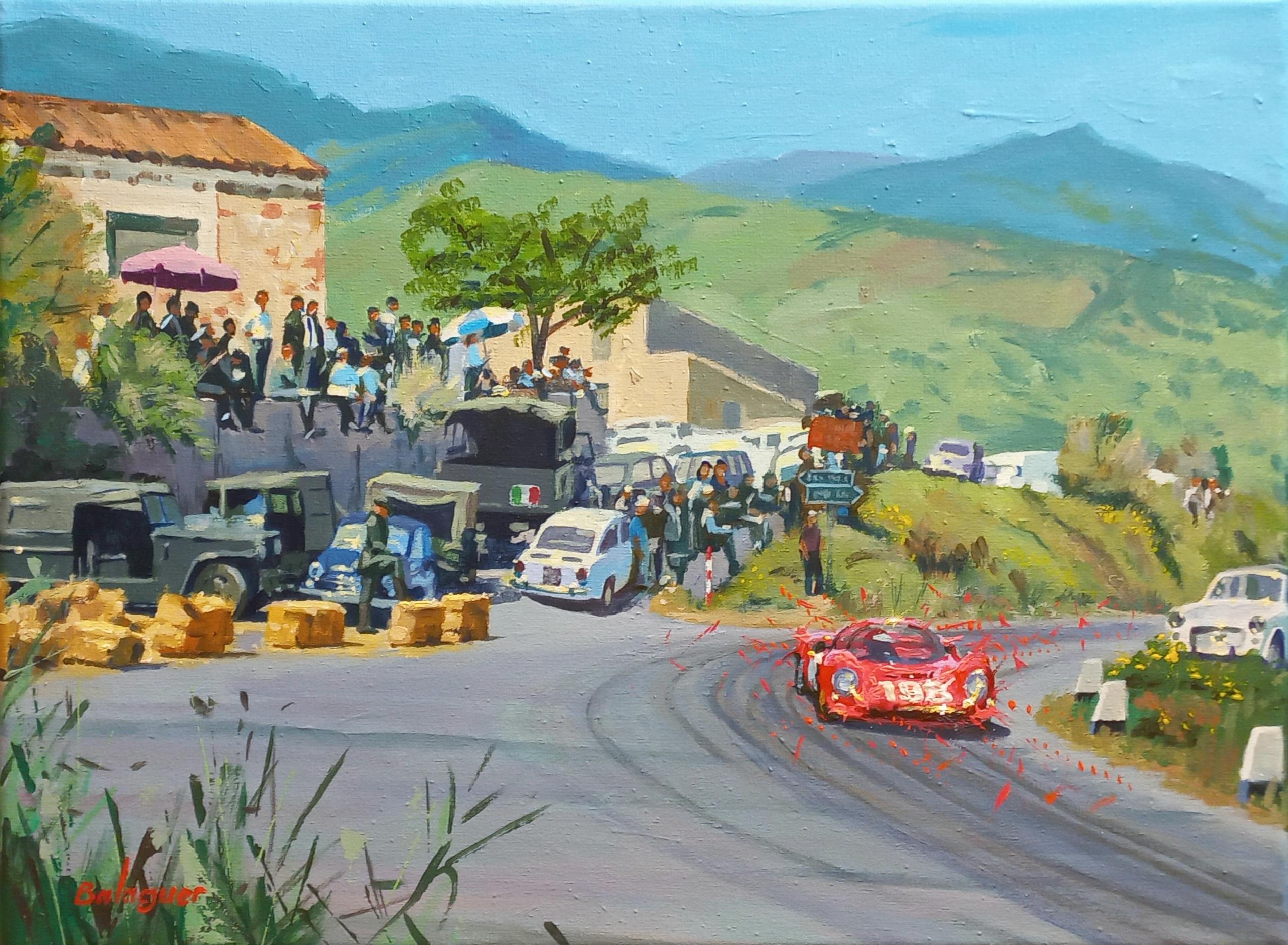 Balaguer  Coche. Targa Florio 1967. Ferrari Dino 206P   acrílico original - Painting de Alex BALAGUER