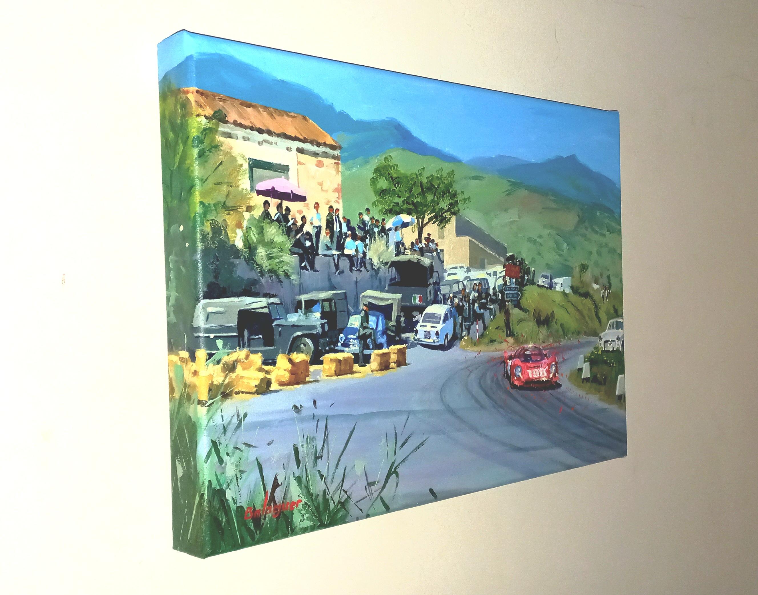Balaguer  Coche. Targa Florio 1967. Ferrari Dino 206P   acrílico original - Painting Contemporáneo de Alex BALAGUER