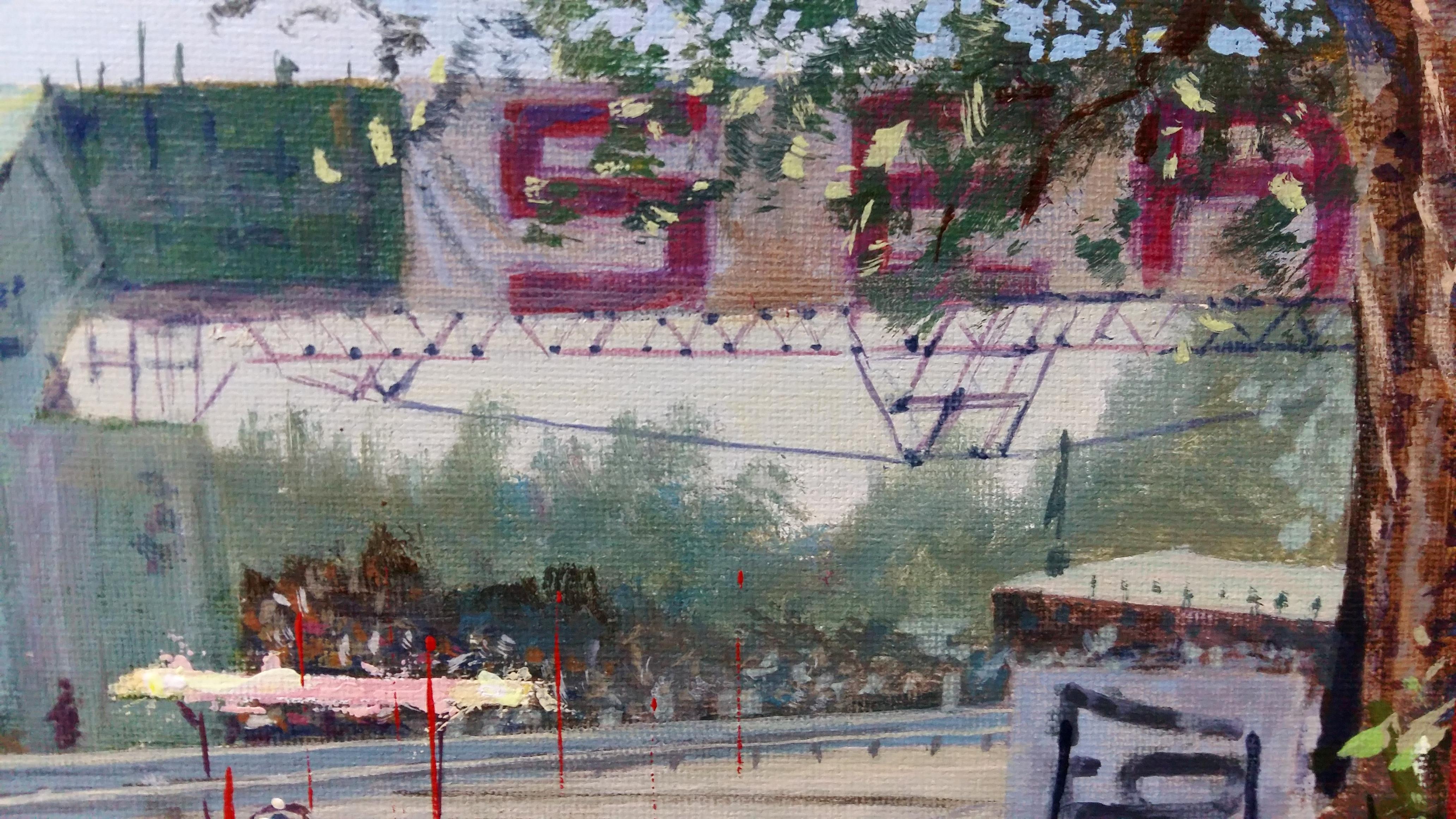 Balaguer   Auto d'epoca, 347 LOTUS 498 FORD, dipinto acrilico originale - Figurative Painting Grigio di Alex BALAGUER