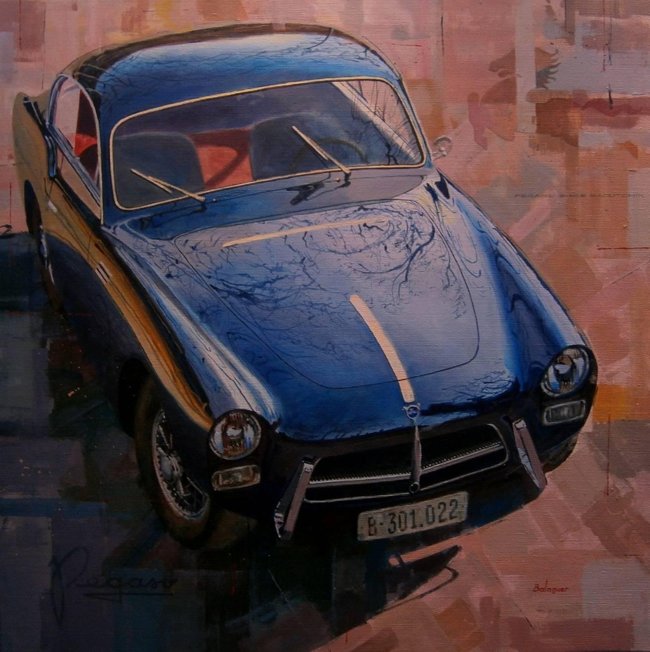 Figurative Painting di Alex BALAGUER - Balaguer  Auto d'epoca "Pegaso Z-102", quadro acrilico originale