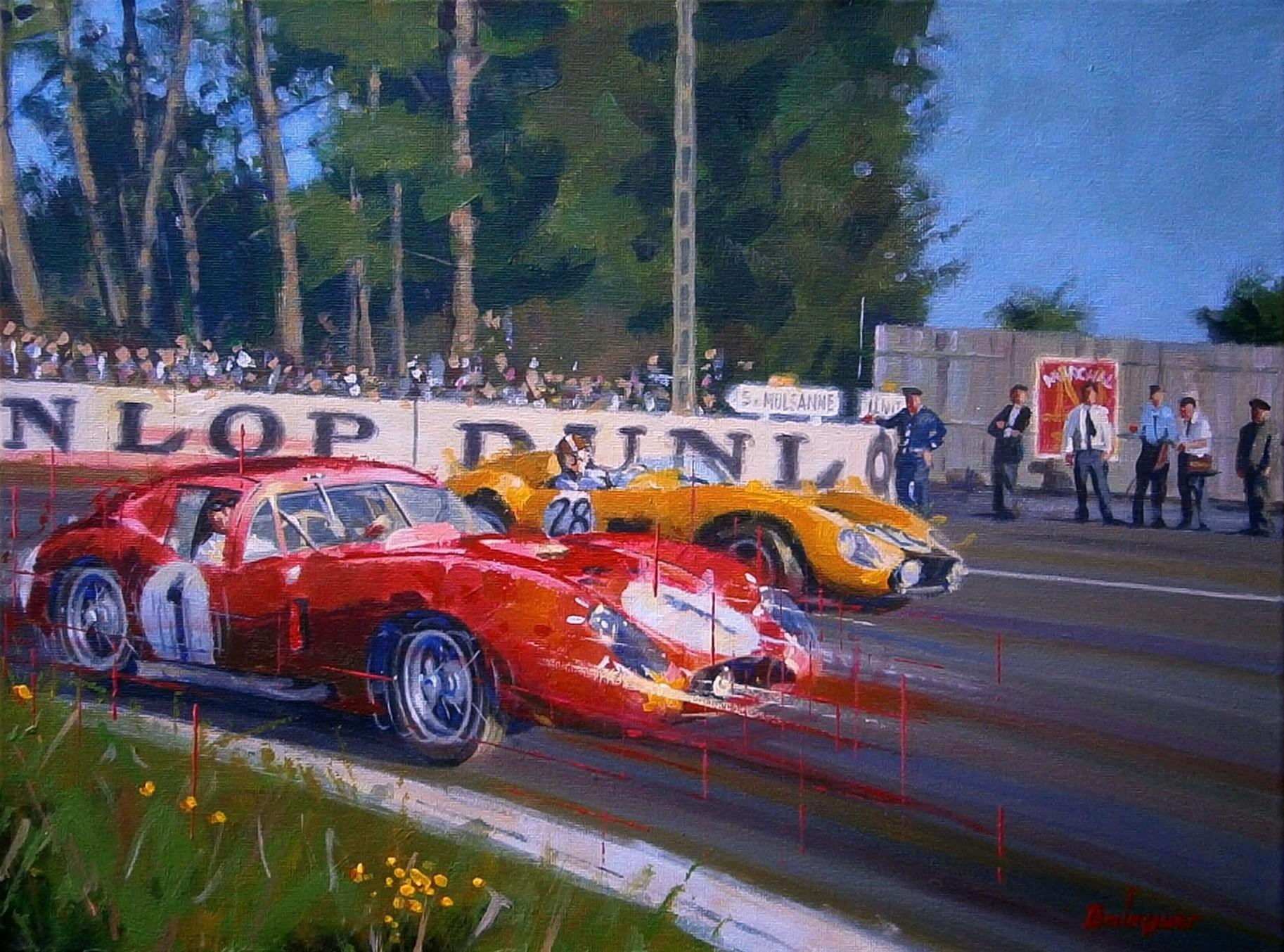 Balaguer Maserati 450S. Ferrari 500 TRC·  original paint - Painting by Alex BALAGUER