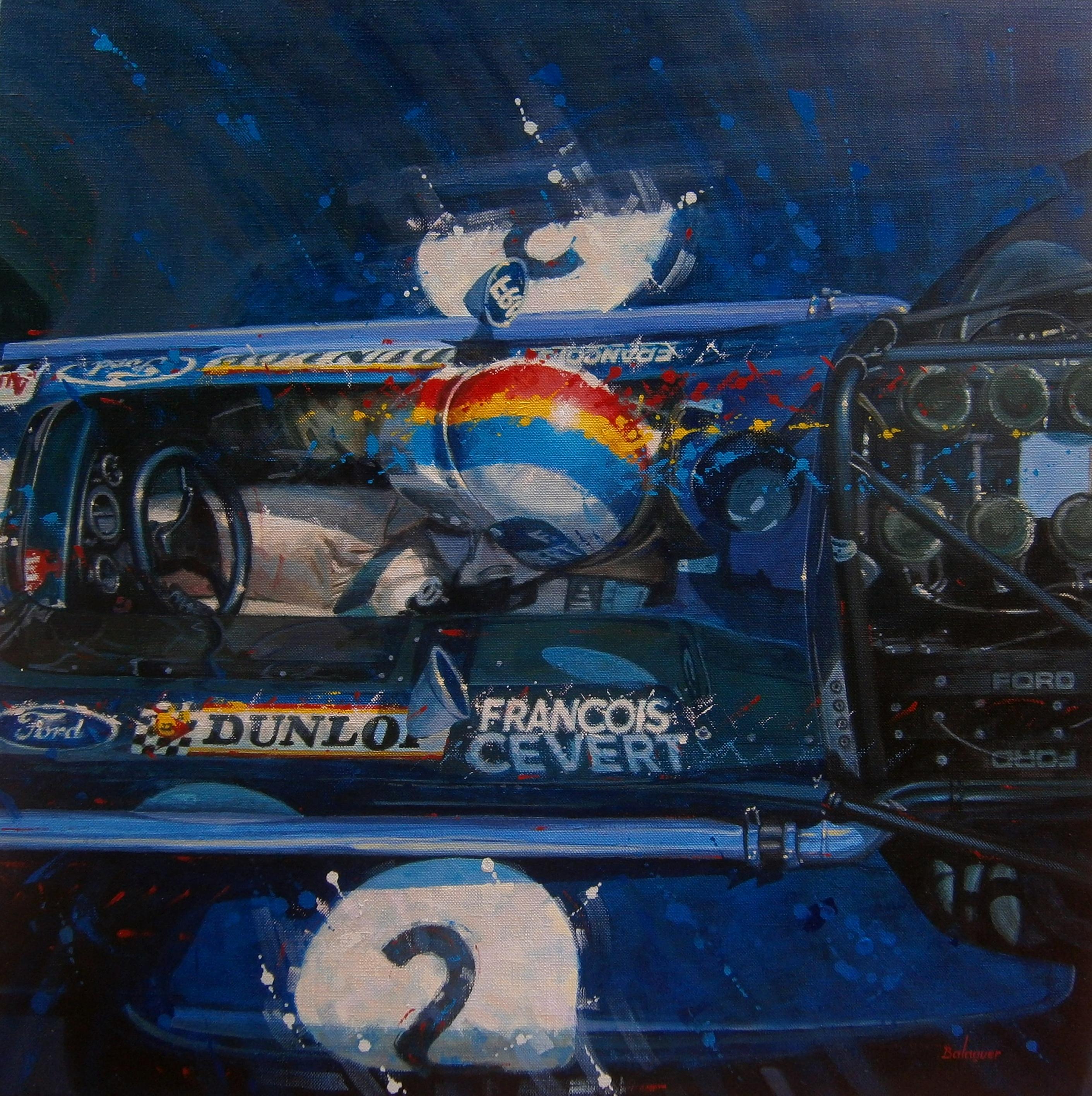 Alex BALAGUER Figurative Painting - Balaguer292 Car Races   F. Ceber. 1970. March Tyrrell.701