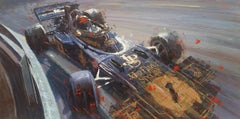 Balaguer  Courses de voitures  Emerson Fitipaldi. Peinture originale Lotus 72E Ford.