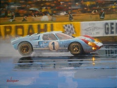 Ken Miles & Denny Hulme Le Mans 1966 Ford GT40 Mk II  Acrylic canvas painting