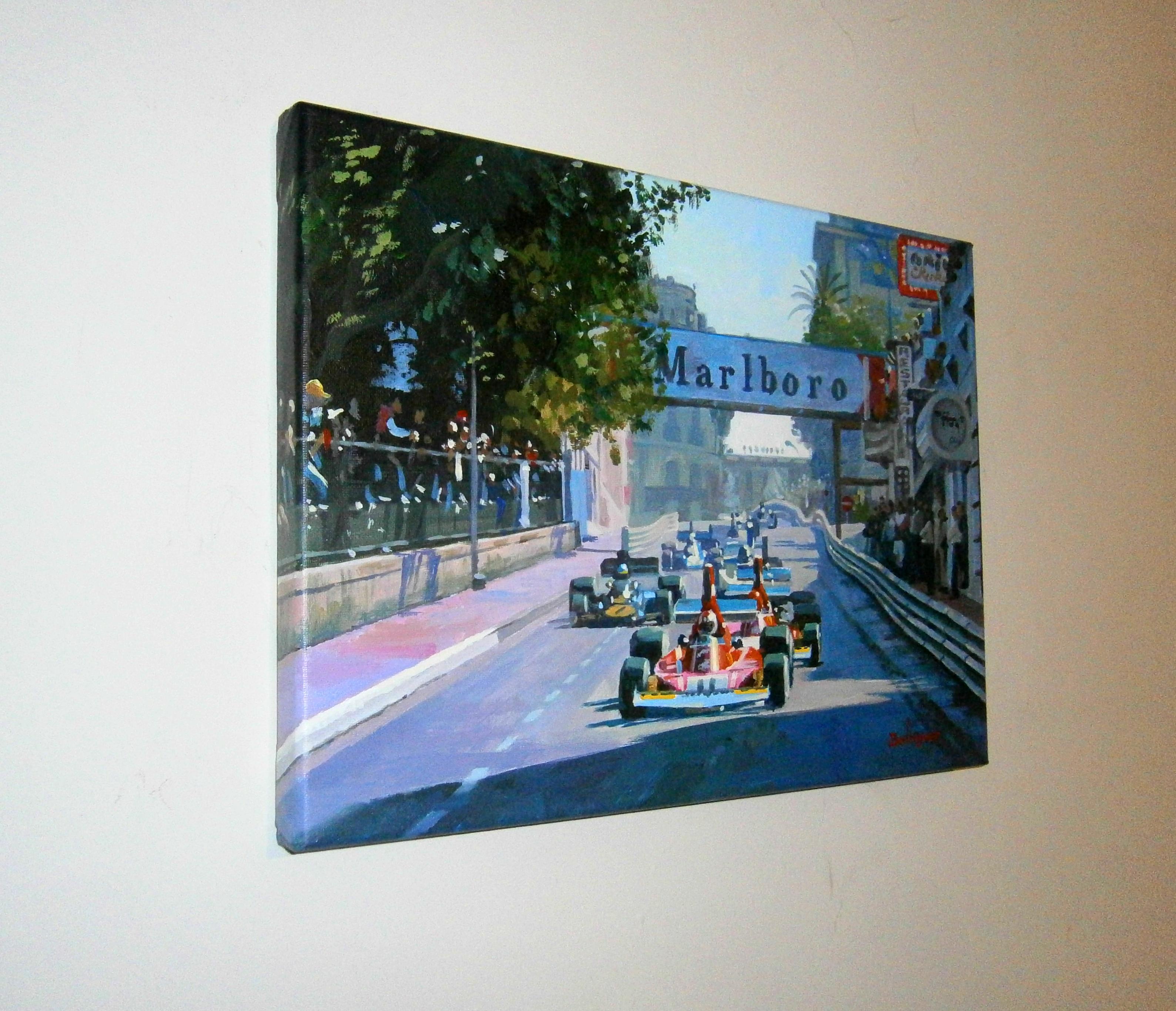 Nº 321 Clay Regazzoni 1974 Monaco GP Ferrari 312 B3  acrylic painting - Painting by Alex BALAGUER