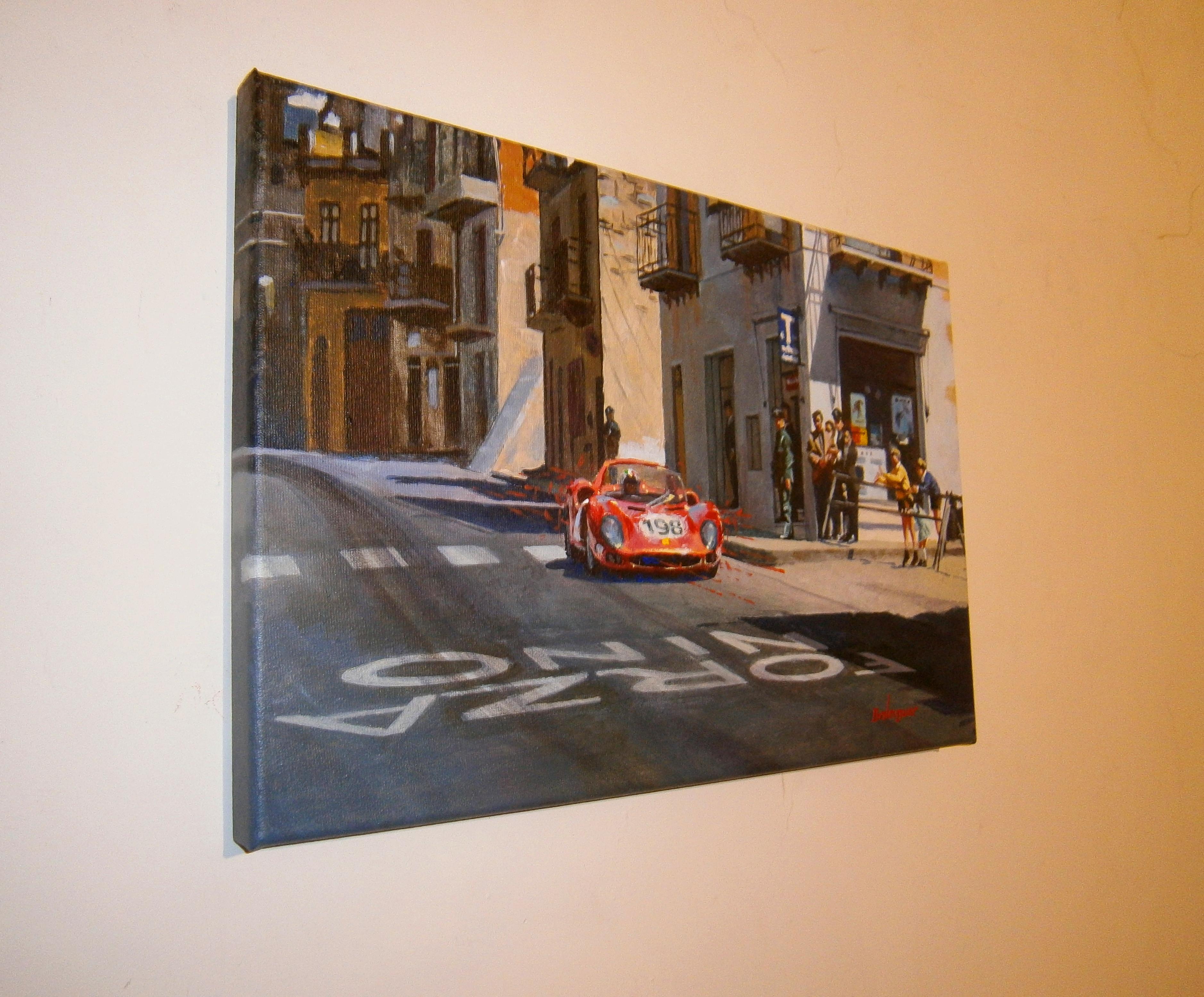 Targa Florio 1965 Ferrari 275 P2 acrylic painting - Painting by Alex BALAGUER