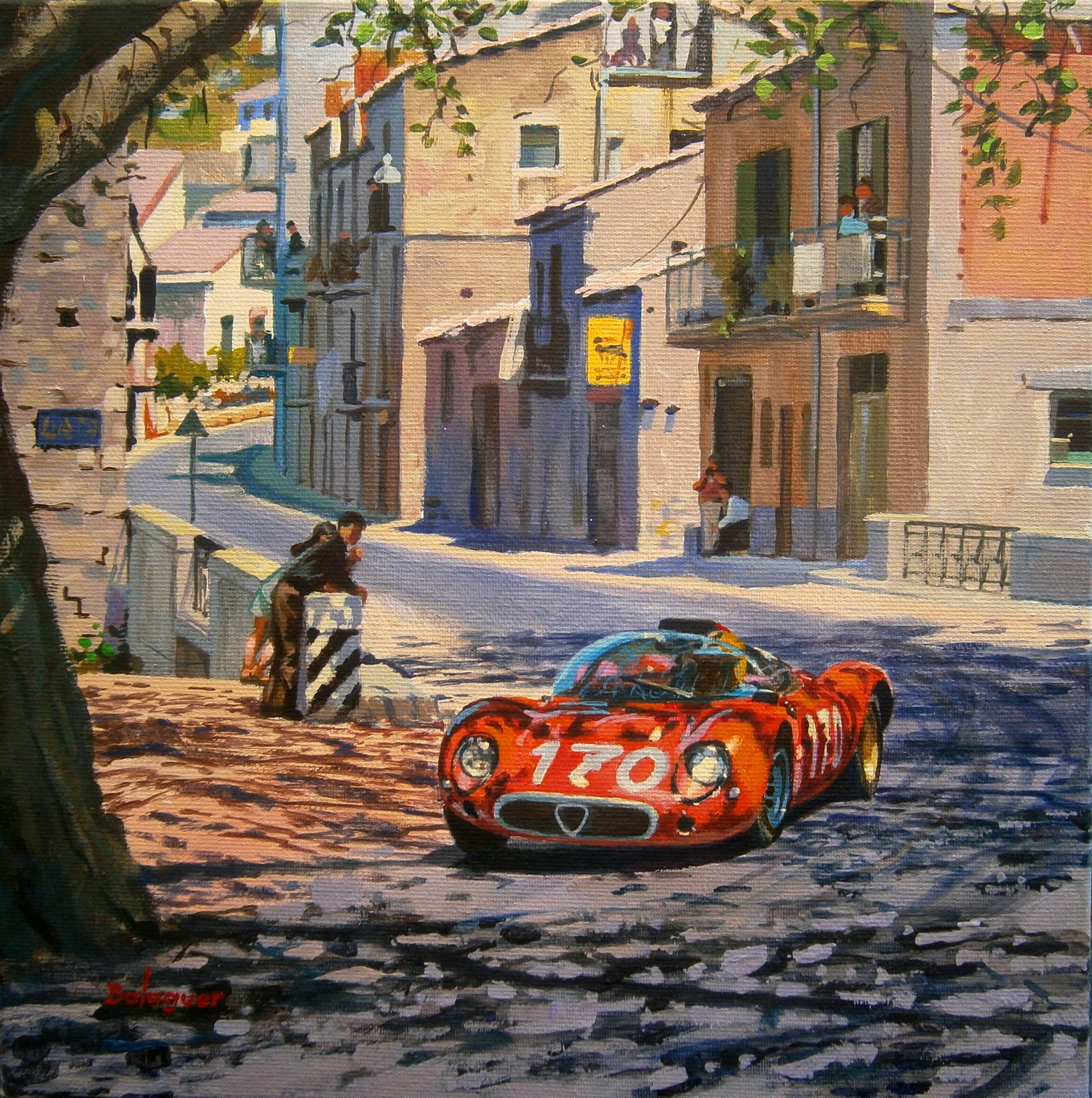 Alex BALAGUER Figurative Painting - Targa Florio 1967. Alfa Romeo T33. original painting