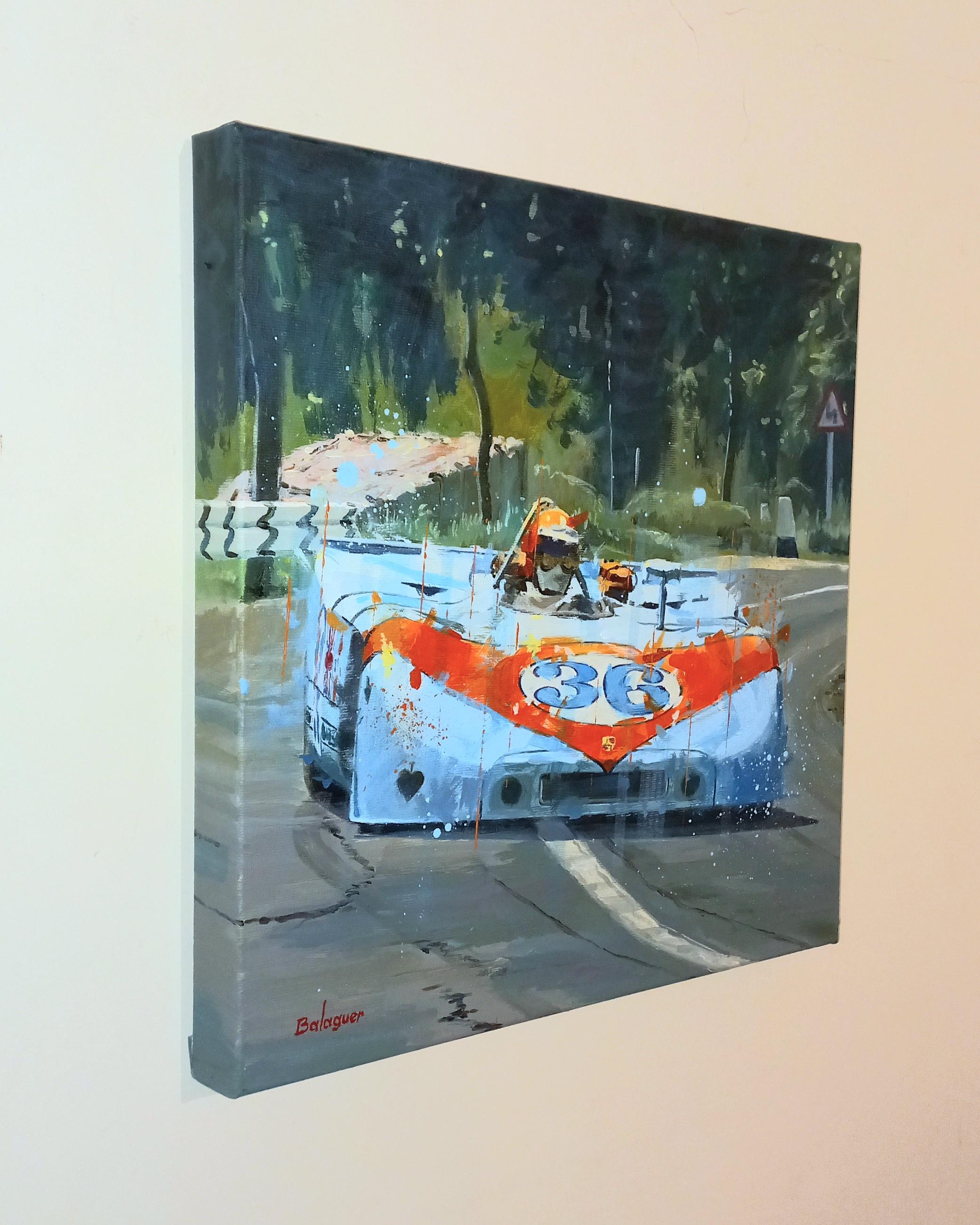 Balaguer 17 Targa Florio. 1970  Gare automobilistiche  Pittura acrilica originale della Porsche 908 - Painting Contemporaneo di Alex BALAGUER