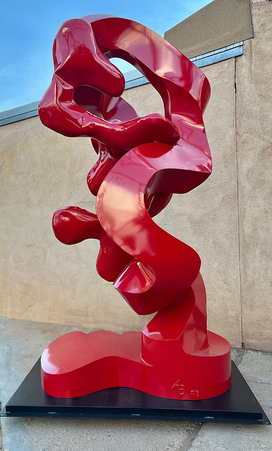 "Ristra", sculpture abstraite en métal de grande taille, rouge, pour l'extérieur, Contemporary