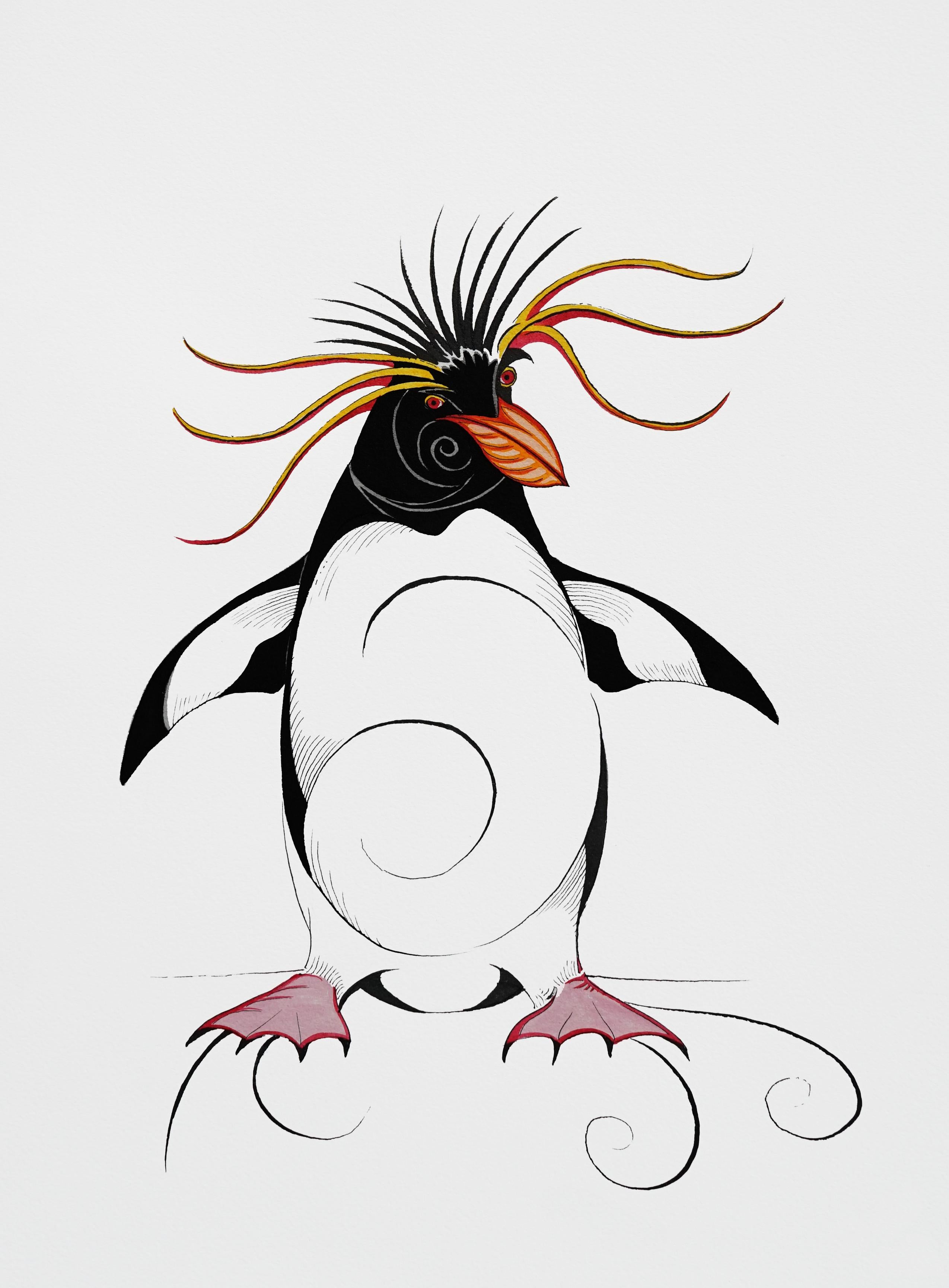 Alex Beard Animal Painting - The Rock Hopper Penguin